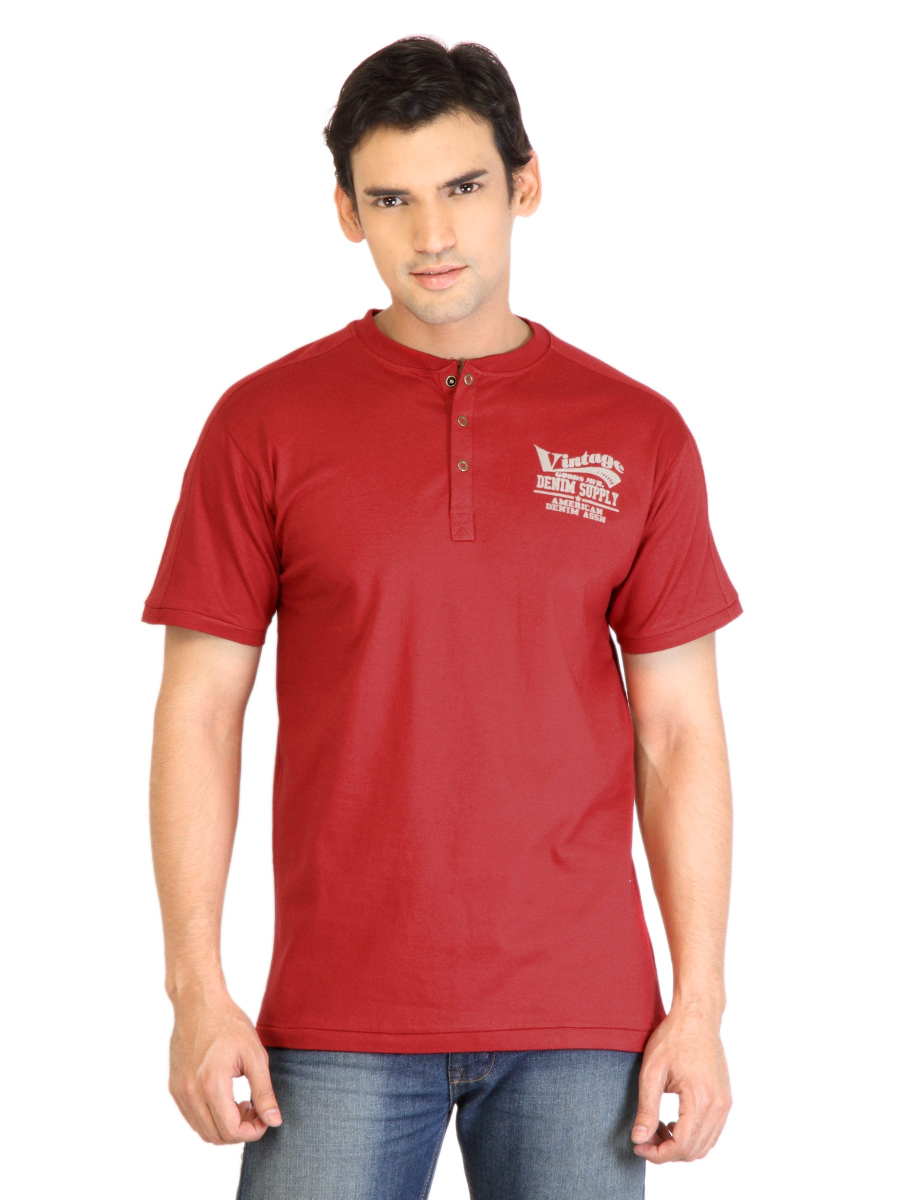 Locomotive Men Solid Maroon TShirt