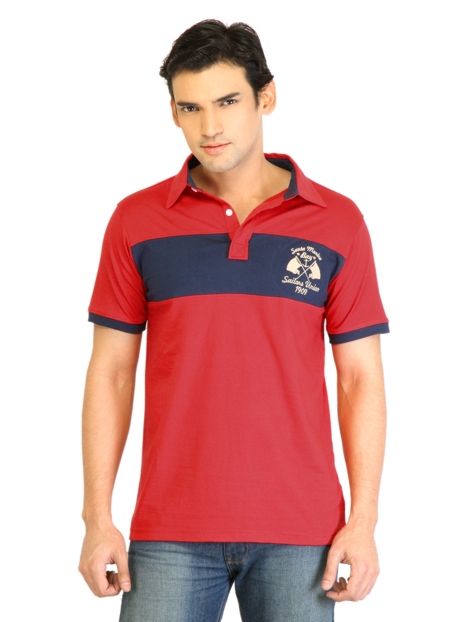 Locomotive Men Solid Red Polo TShirt