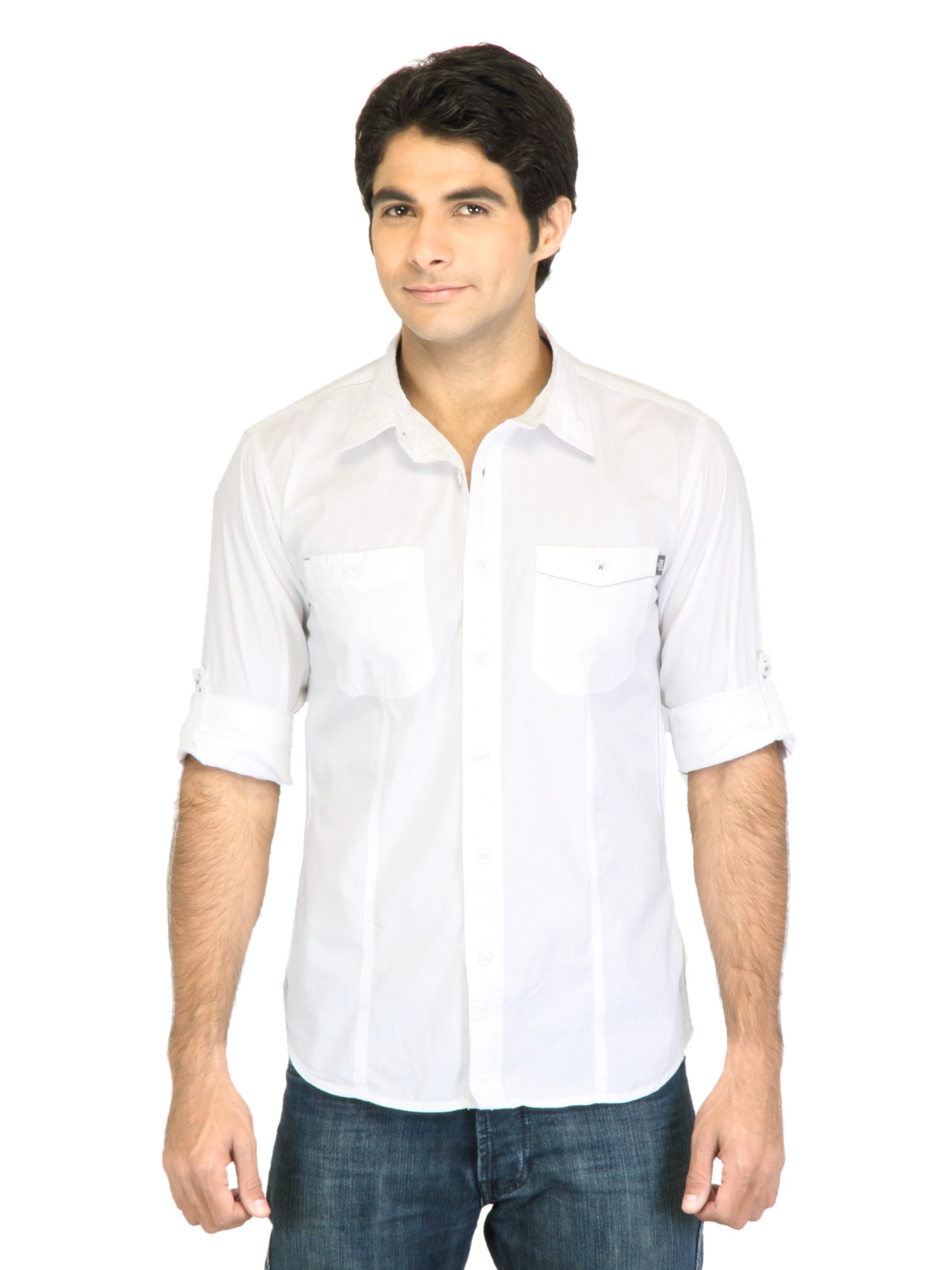 Basics Men White Slim Fit Shirt