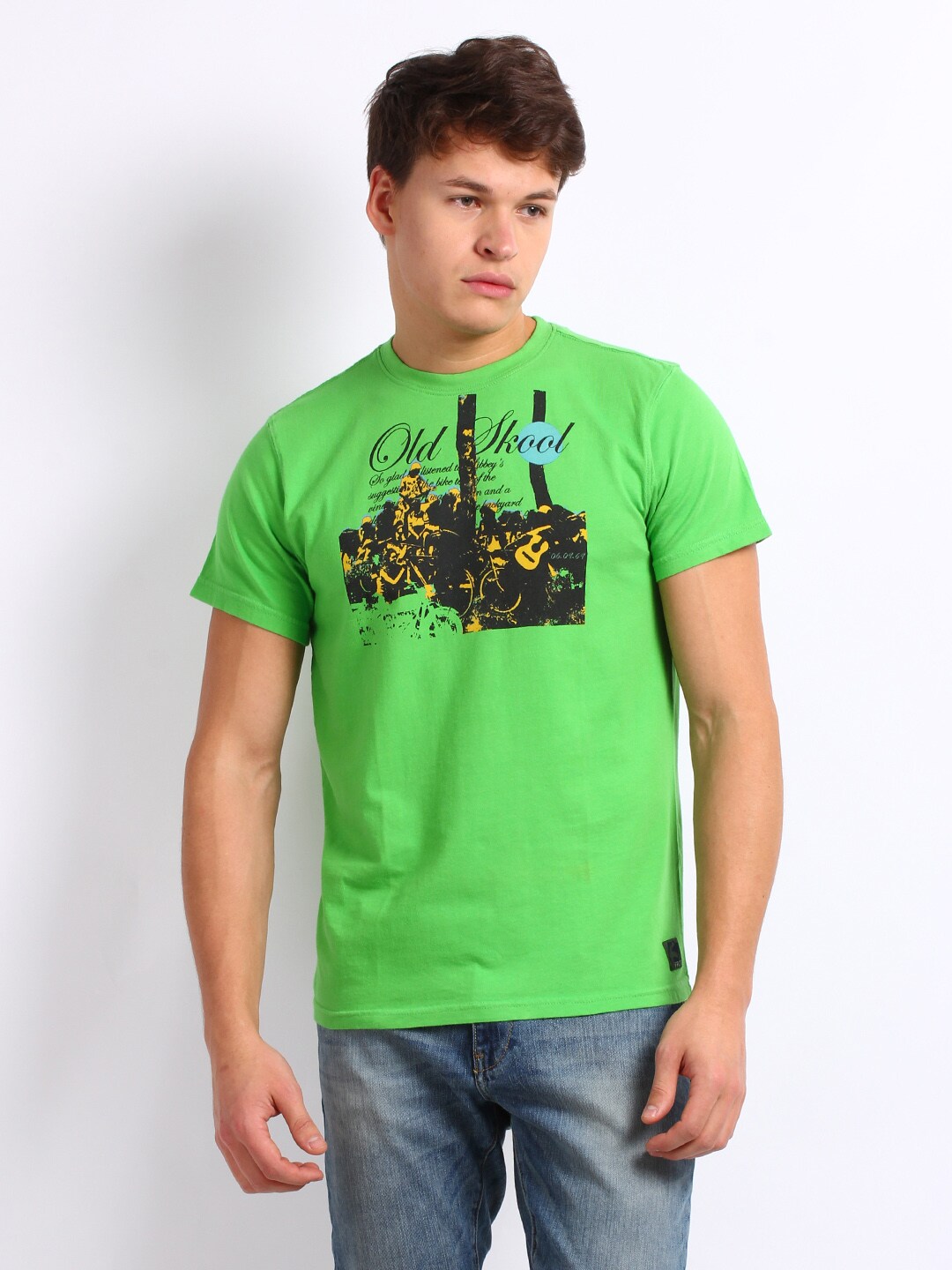 Facit Men Green Printed T-shirt