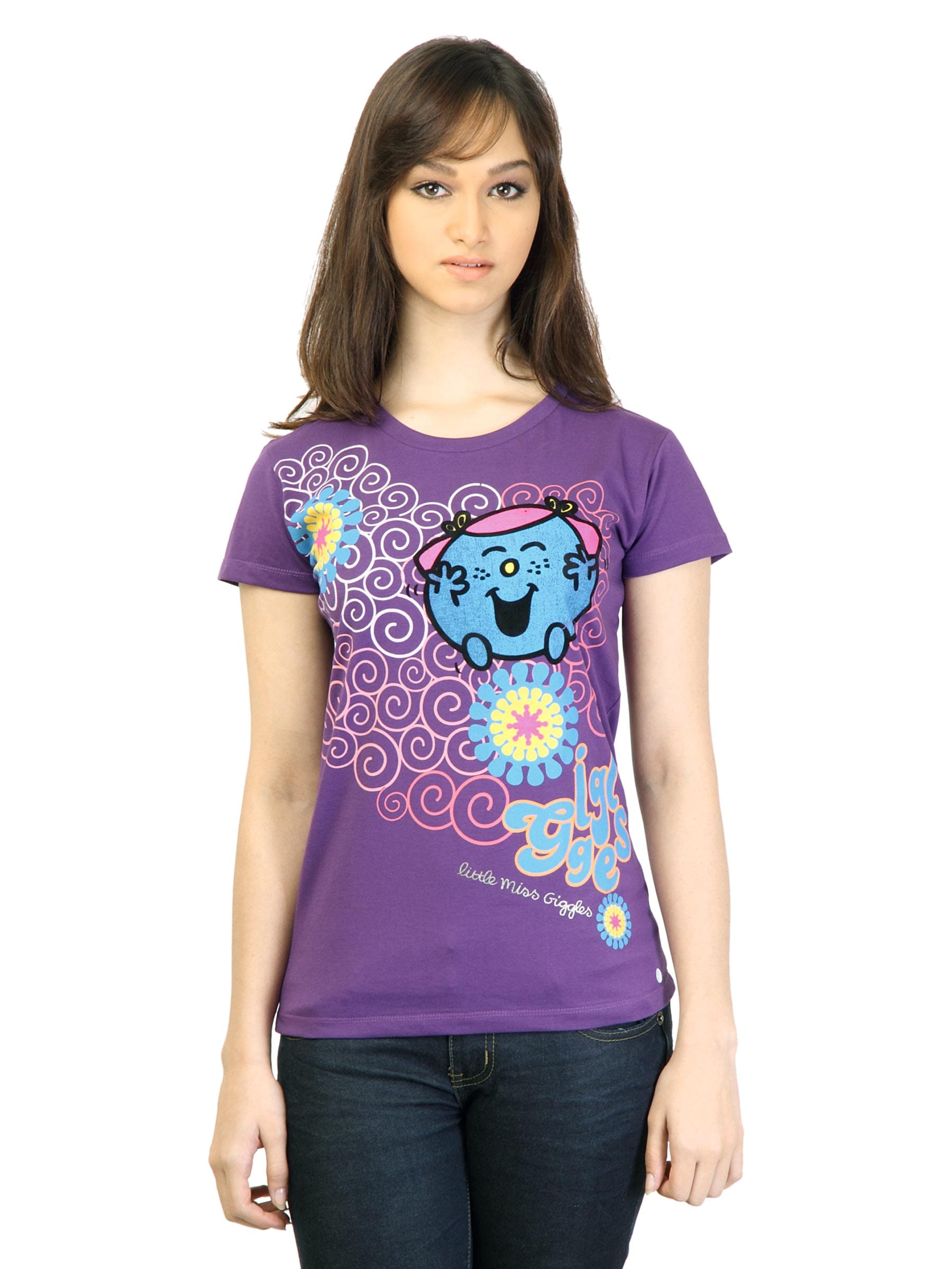 Little Miss Women Printed Purple T-shirt