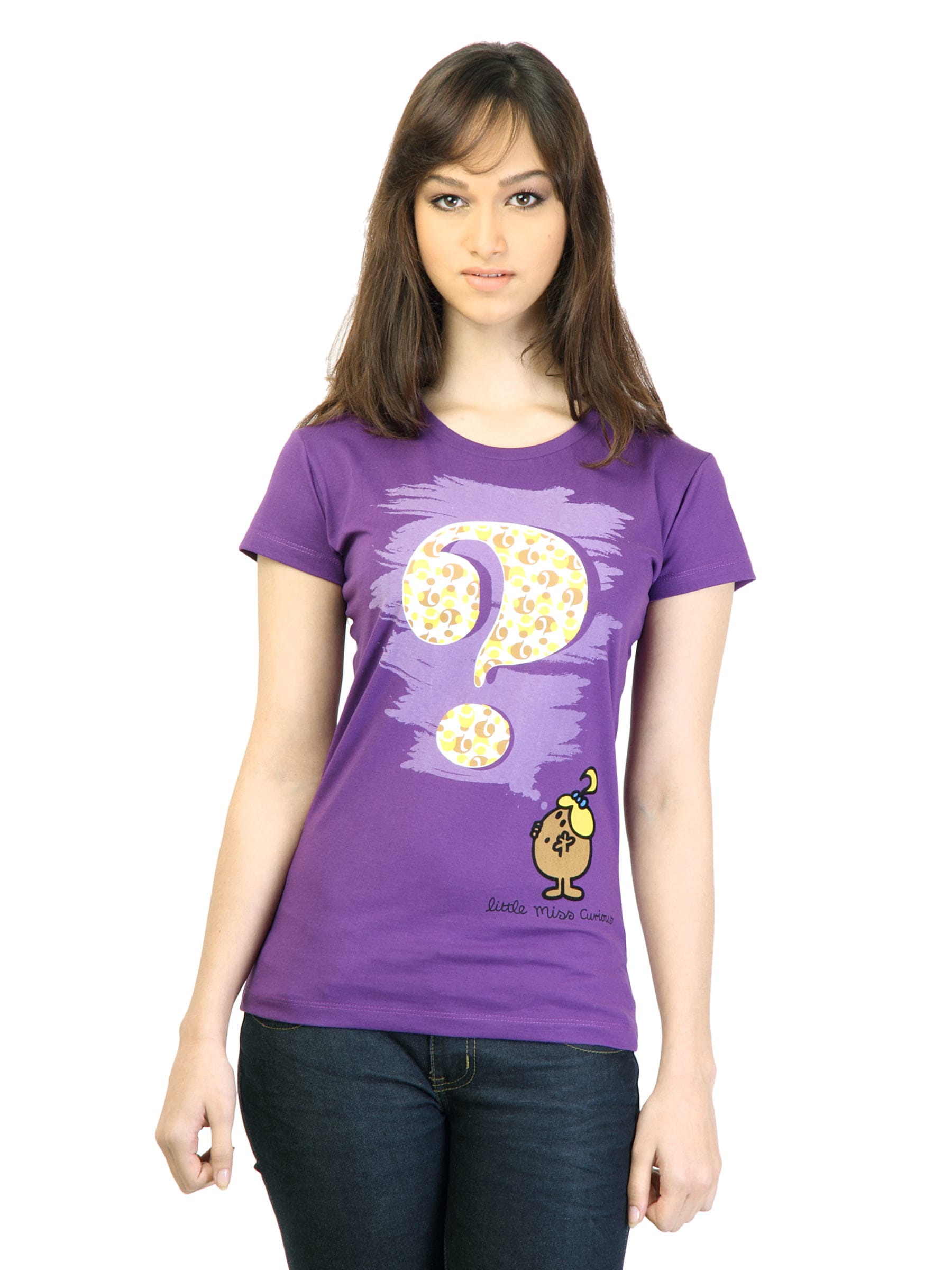 Little Miss Women Printed Purple T-shirt