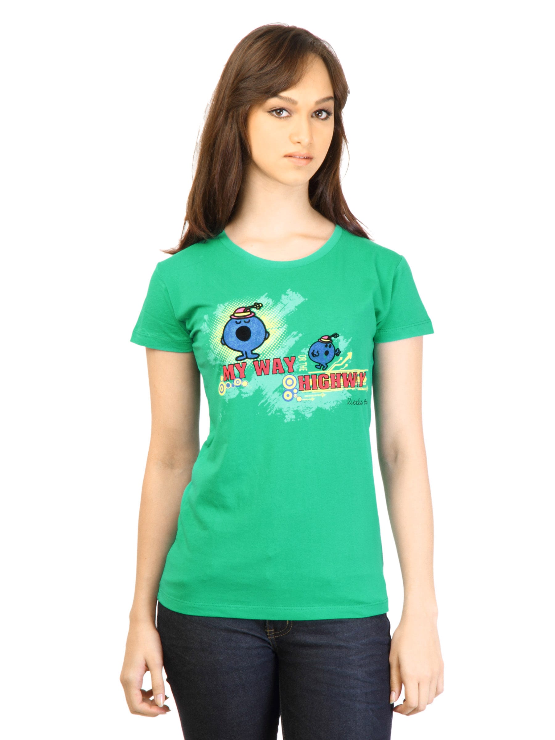 Little Miss Women Printed Green T-shirt