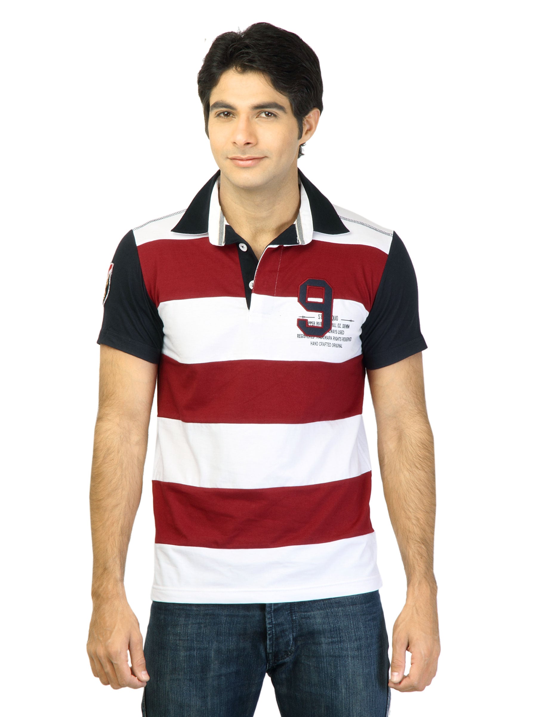 Status Quo Men Stripes White Tshirt