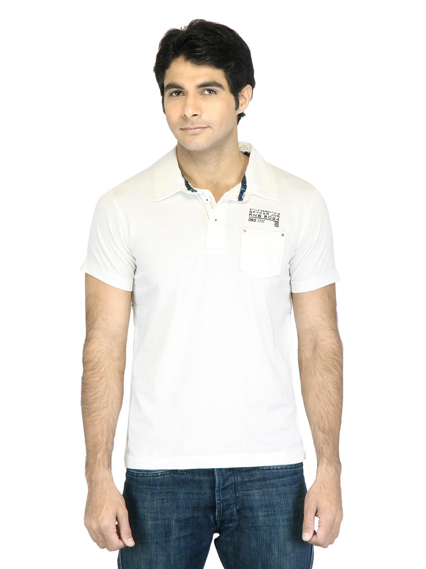 Spykar Men Off White Polo Tshirt