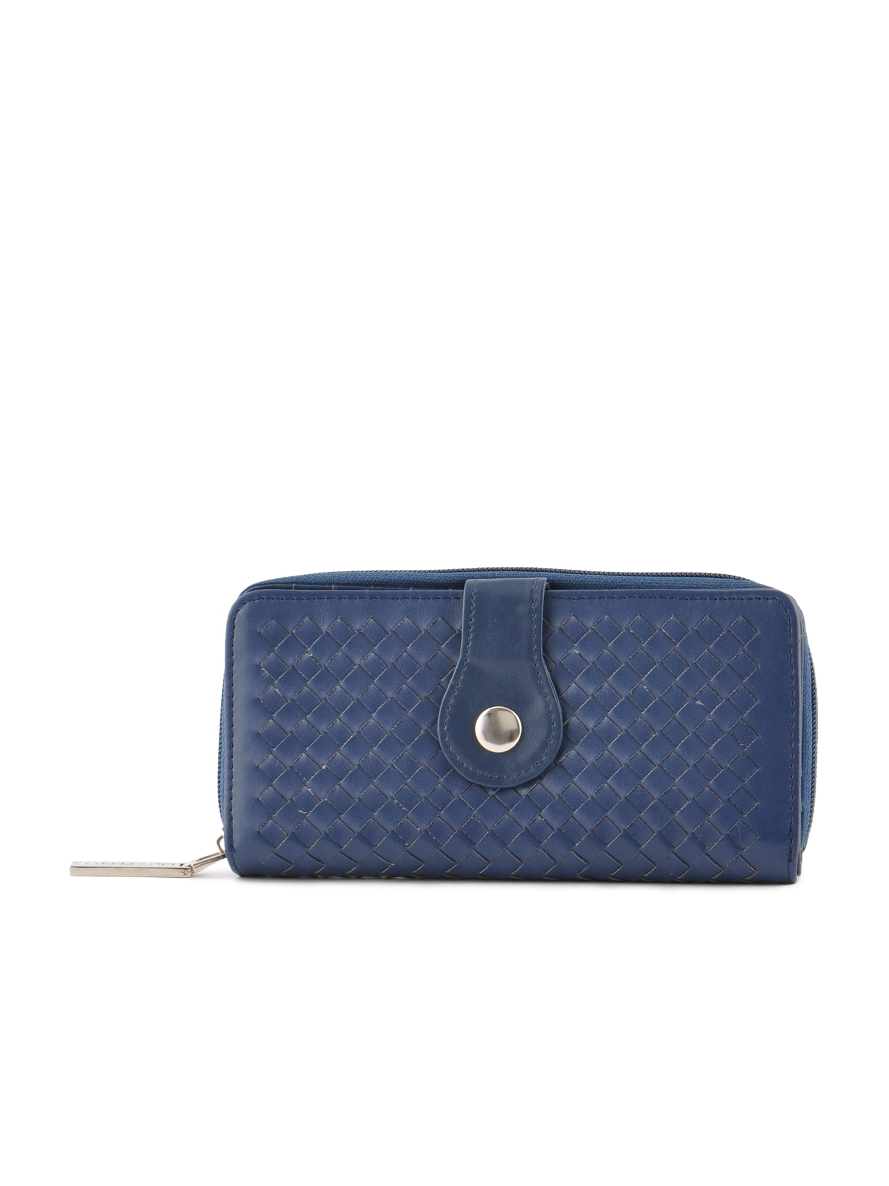Lino Perros Women Button Flap Navy Blue Wallet