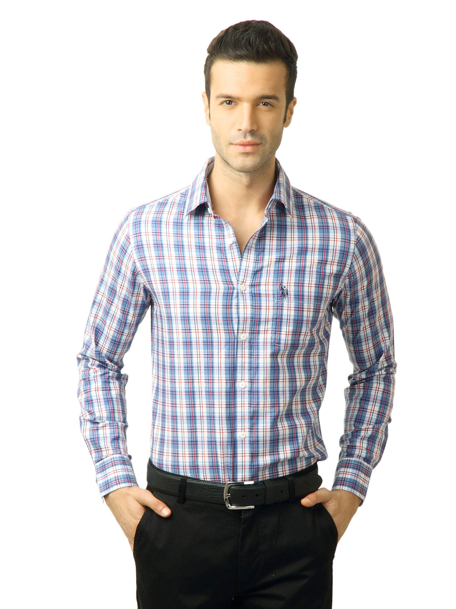 U.S. Polo Assn. Men Checks  Blue Shirt