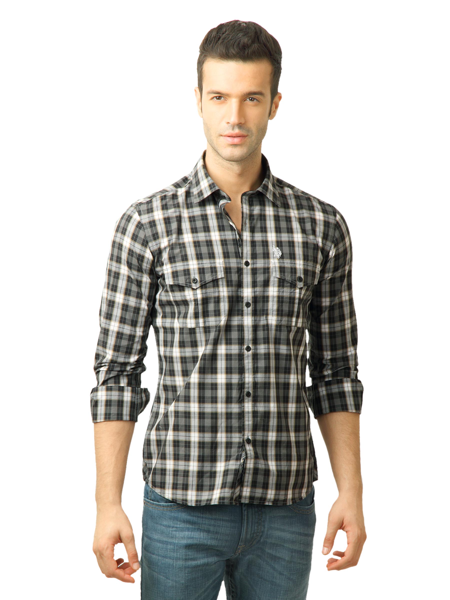 U.S. Polo Assn. Men Checks Black Shirt