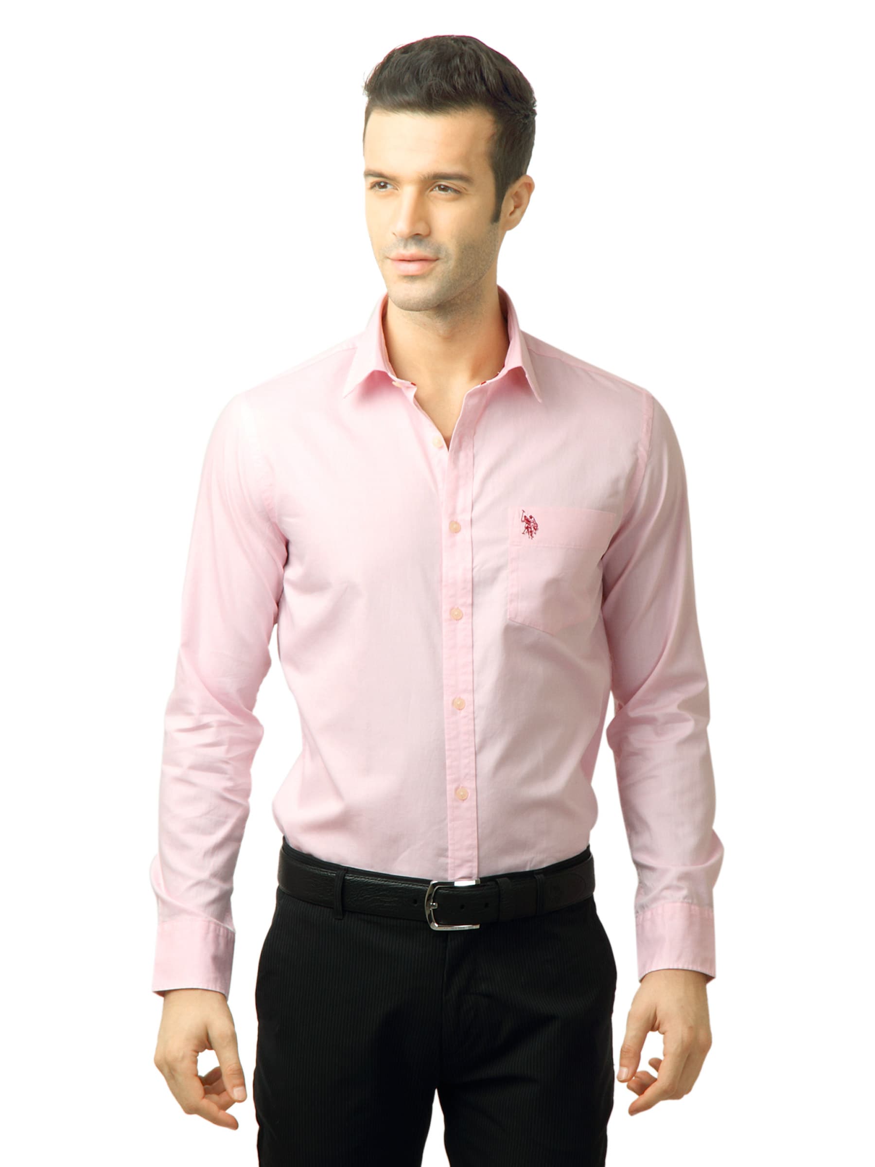 U.S. Polo Assn. Men Solid Pink Shirt