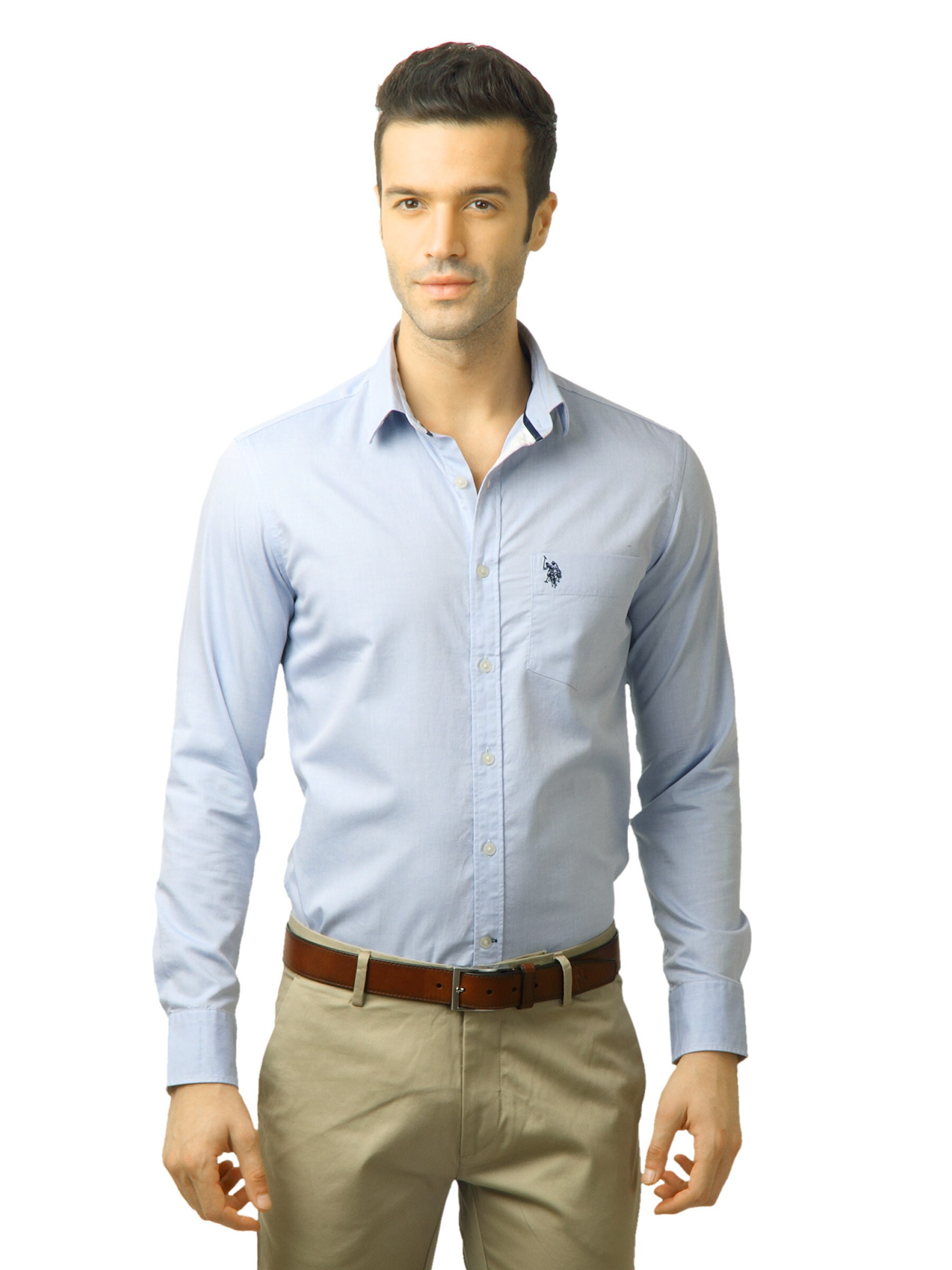 U.S. Polo Assn. Men Solid Blue Shirt