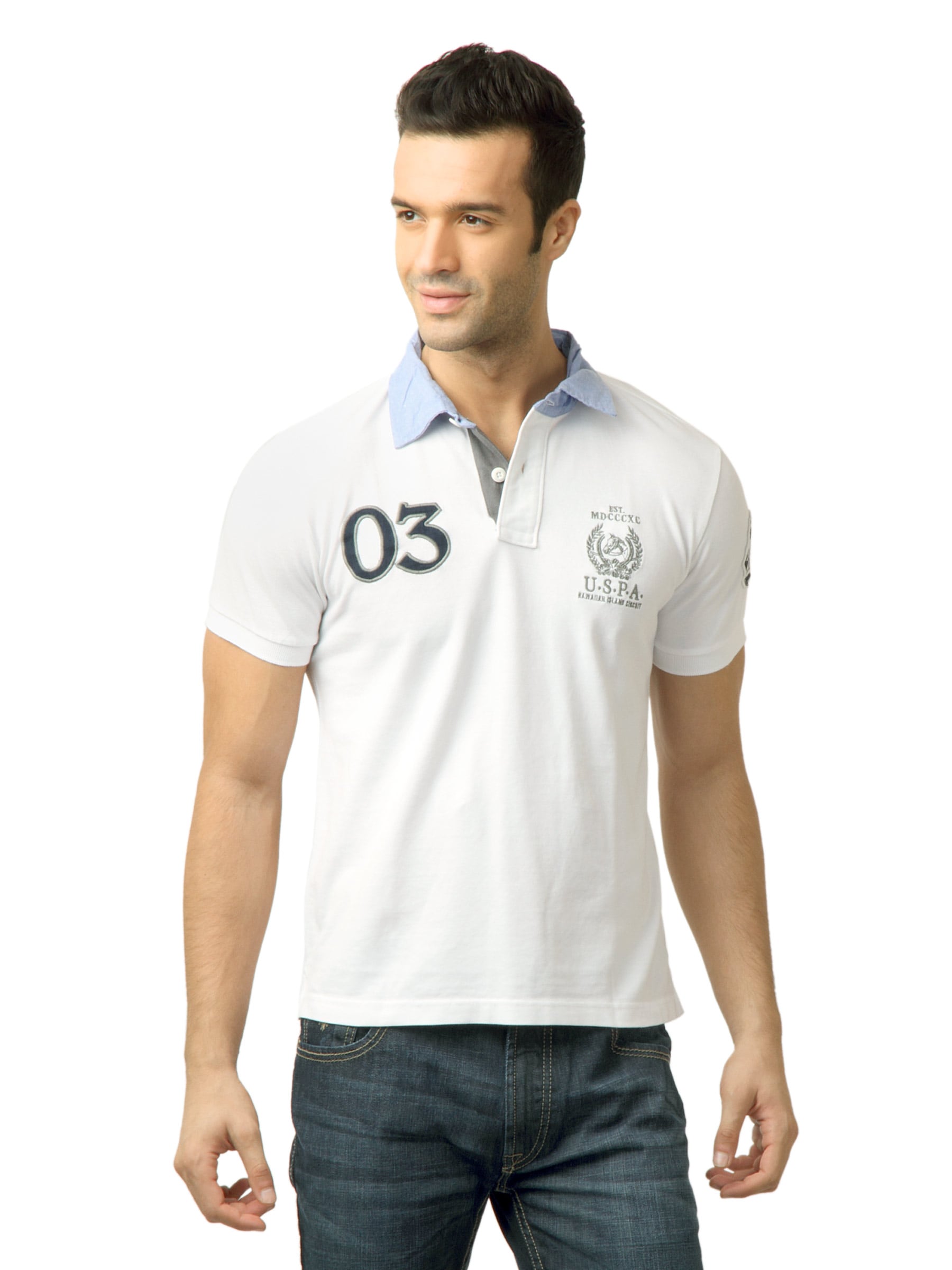 U.S. Polo Assn. Men Solid White  Polo Tshirt