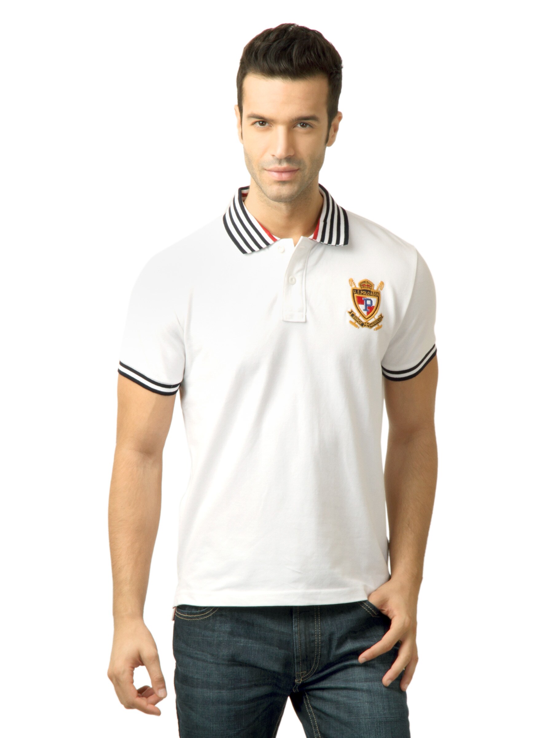 U.S. Polo Assn. Men Solid White Polo  Tshirt