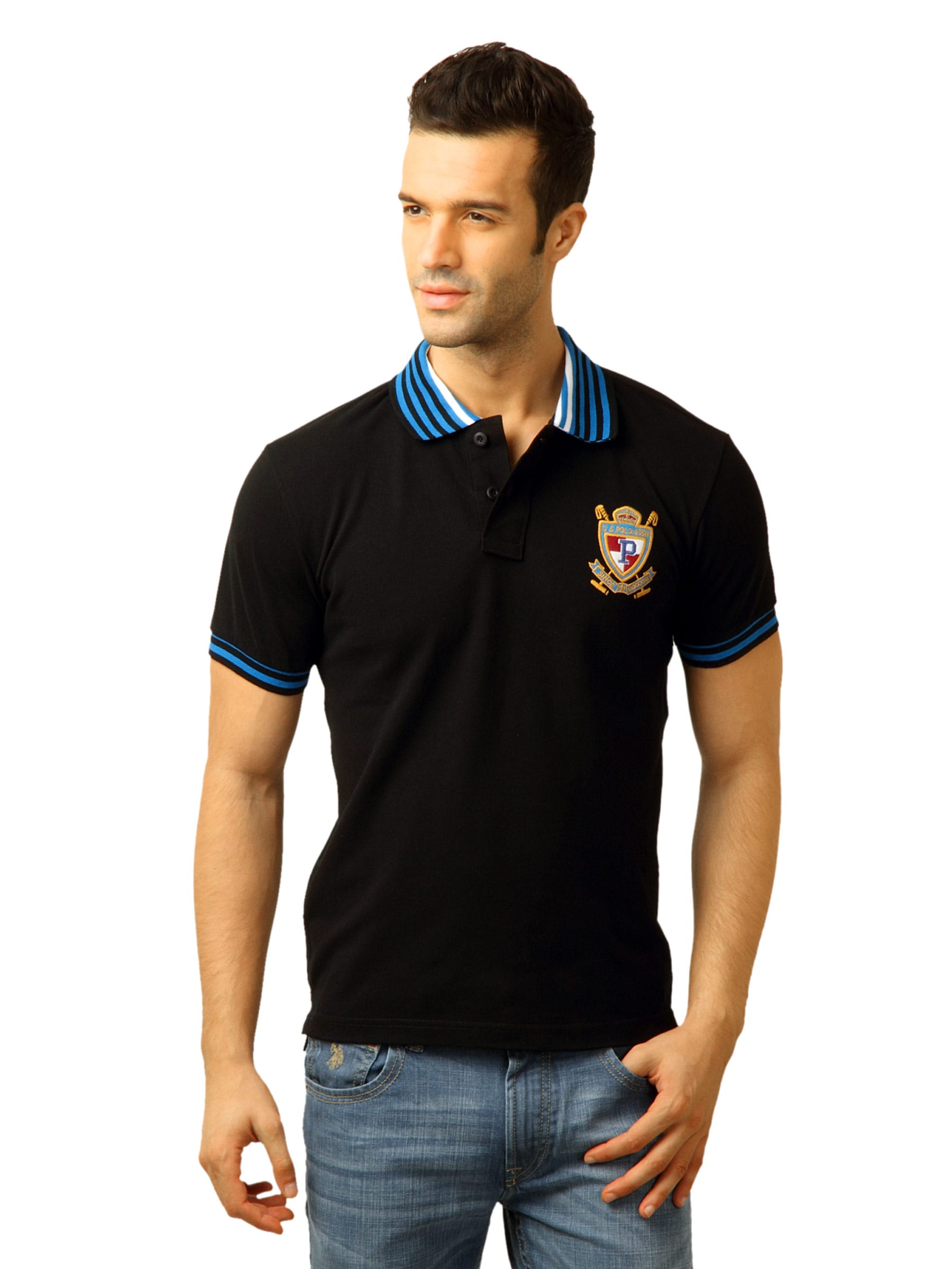 U.S. Polo Assn. Men Solid Black  Polo Tshirt