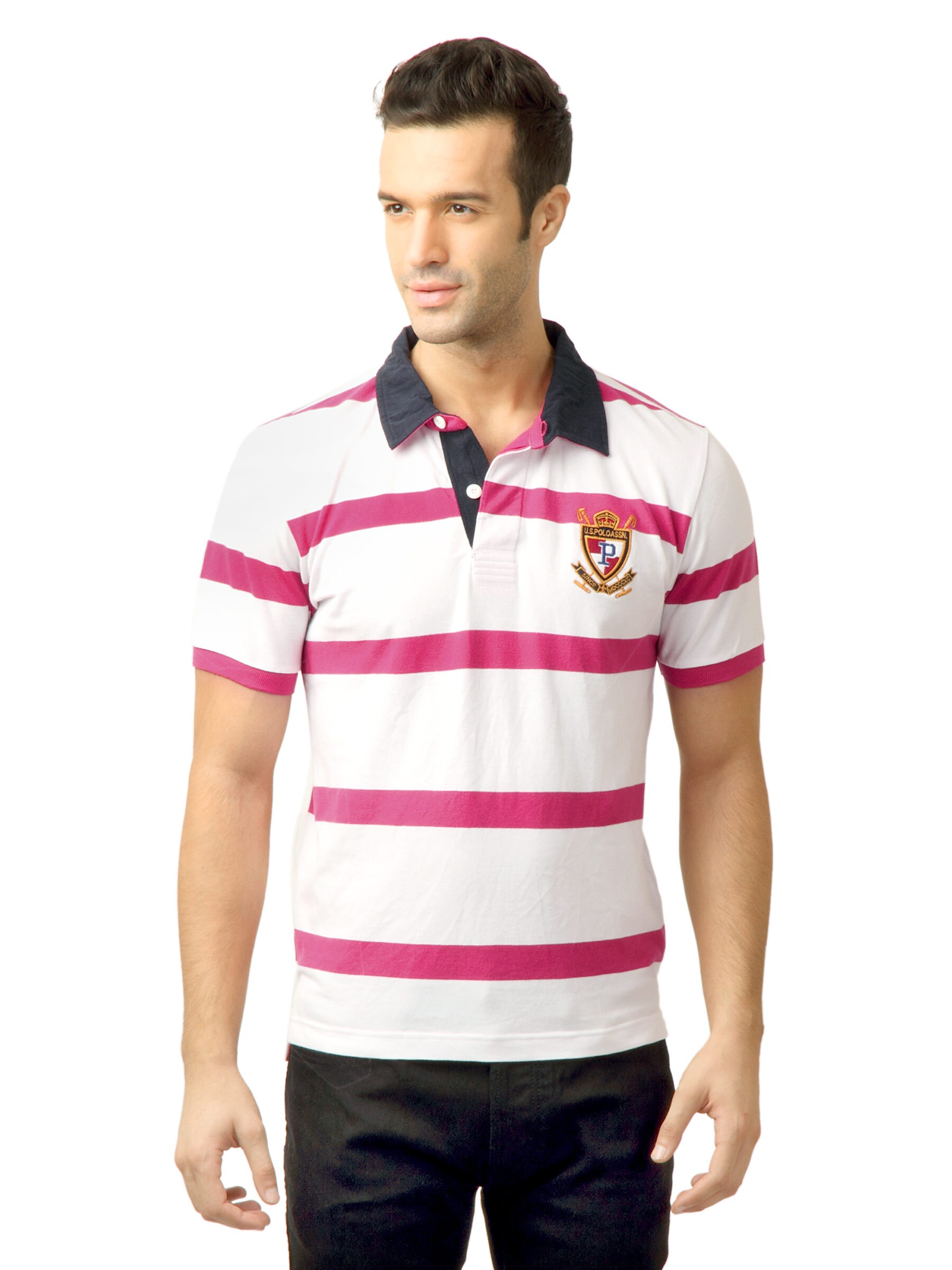 U.S. Polo Assn. Men Stripes White  Polo Tshirt