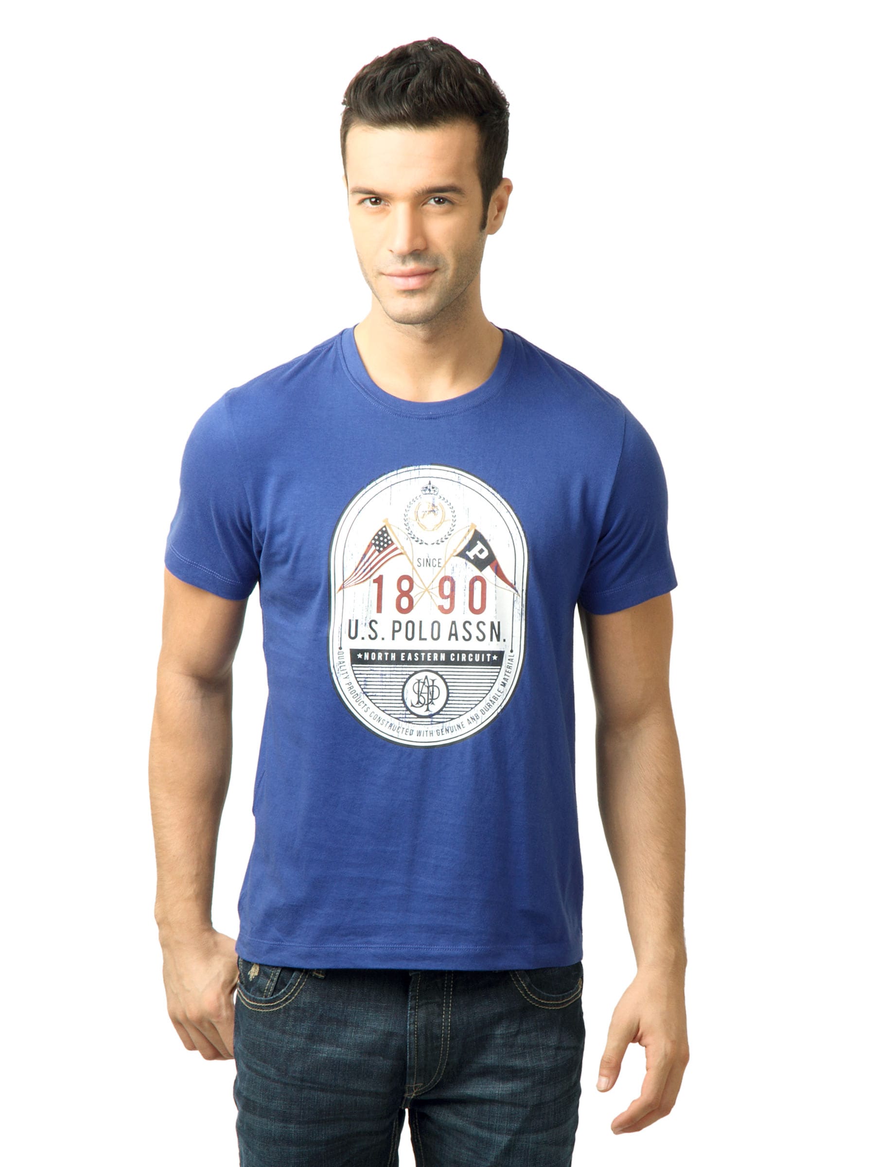 U.S. Polo Assn. Men Printed Limoges Blue Tshirt