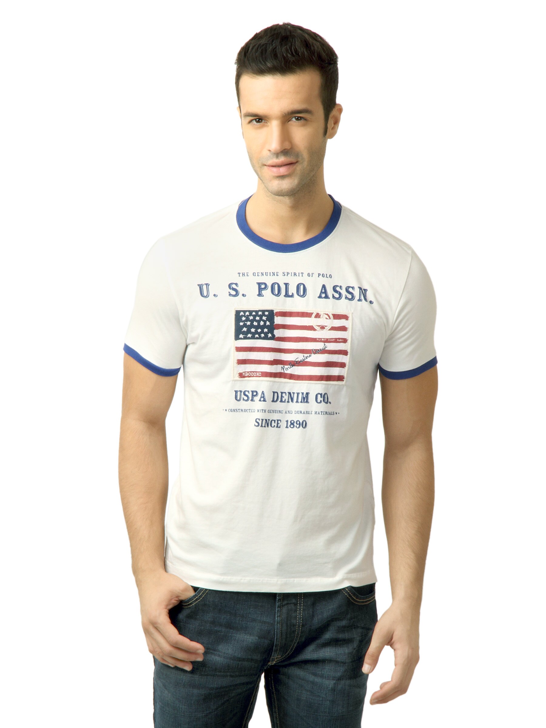 U.S. Polo Assn. Men Printed Ivory Tshirt