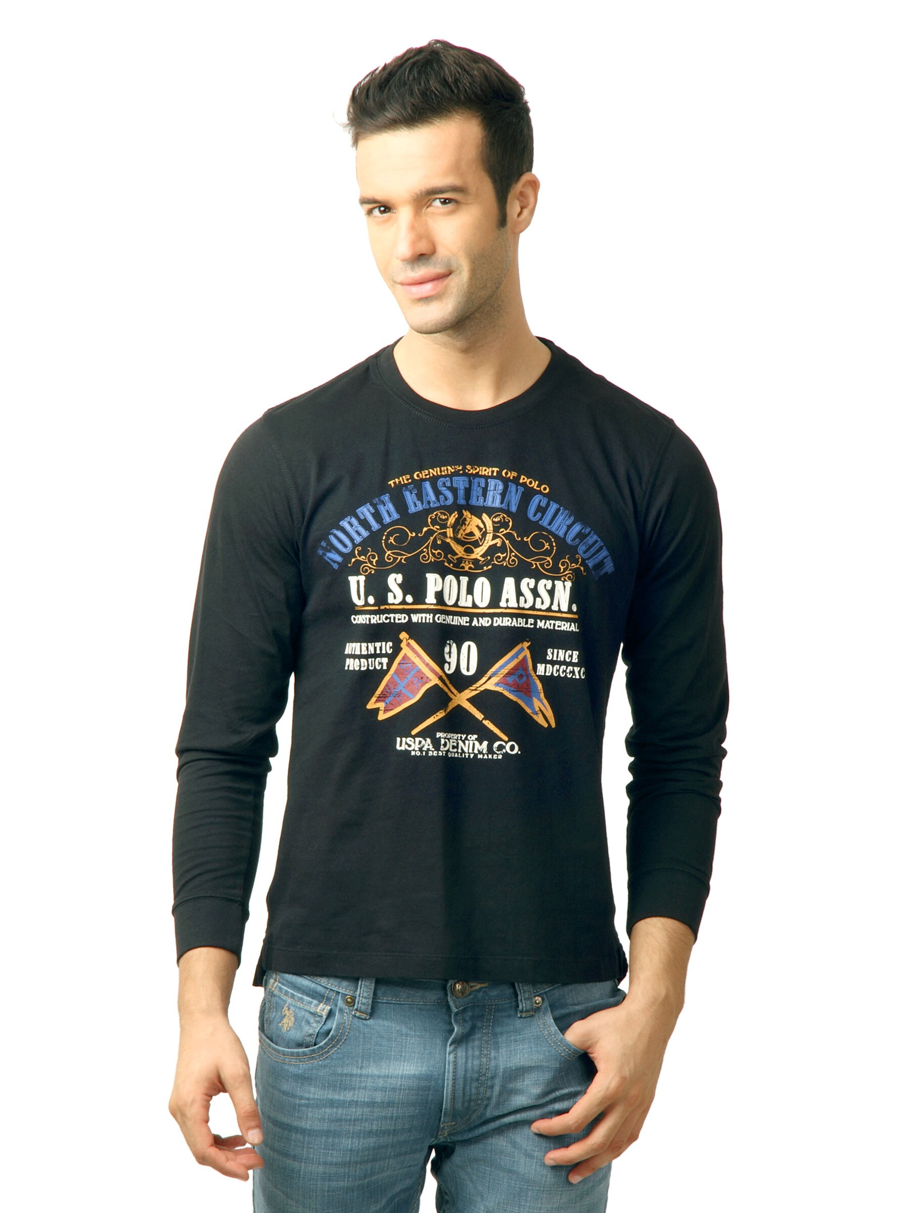 U.S. Polo Assn. Men Printed Black Tshirt