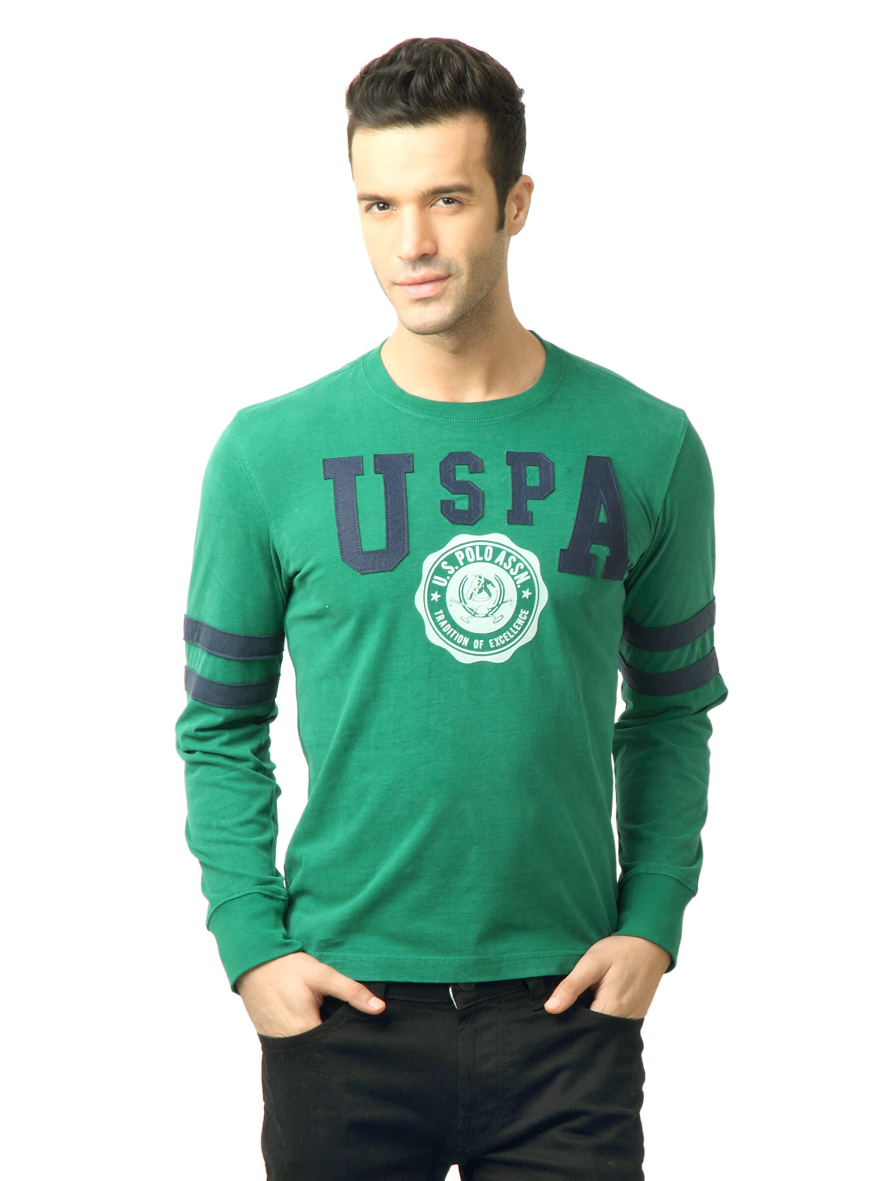 U.S. Polo Assn. Men Printed Green Tshirt