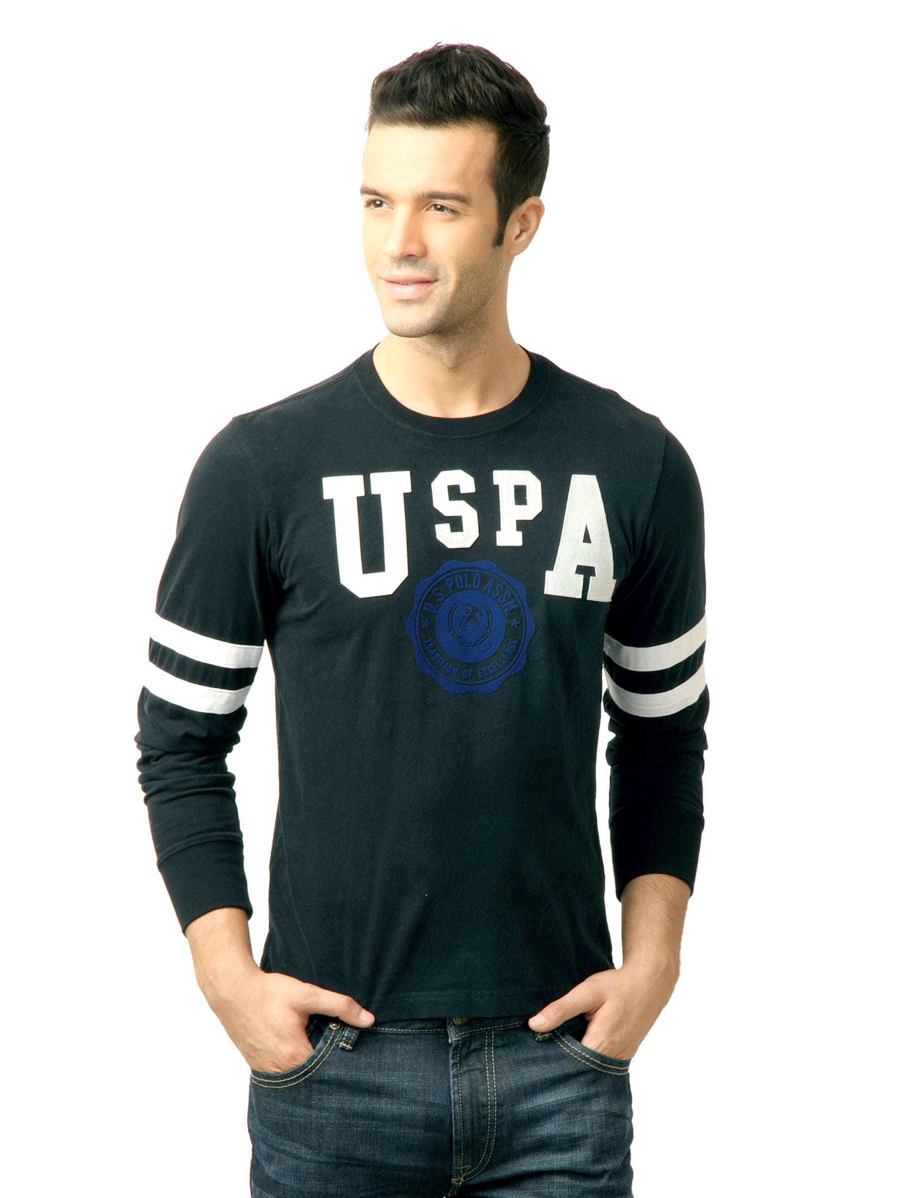 U.S. Polo Assn. Men Printed Black Tshirt