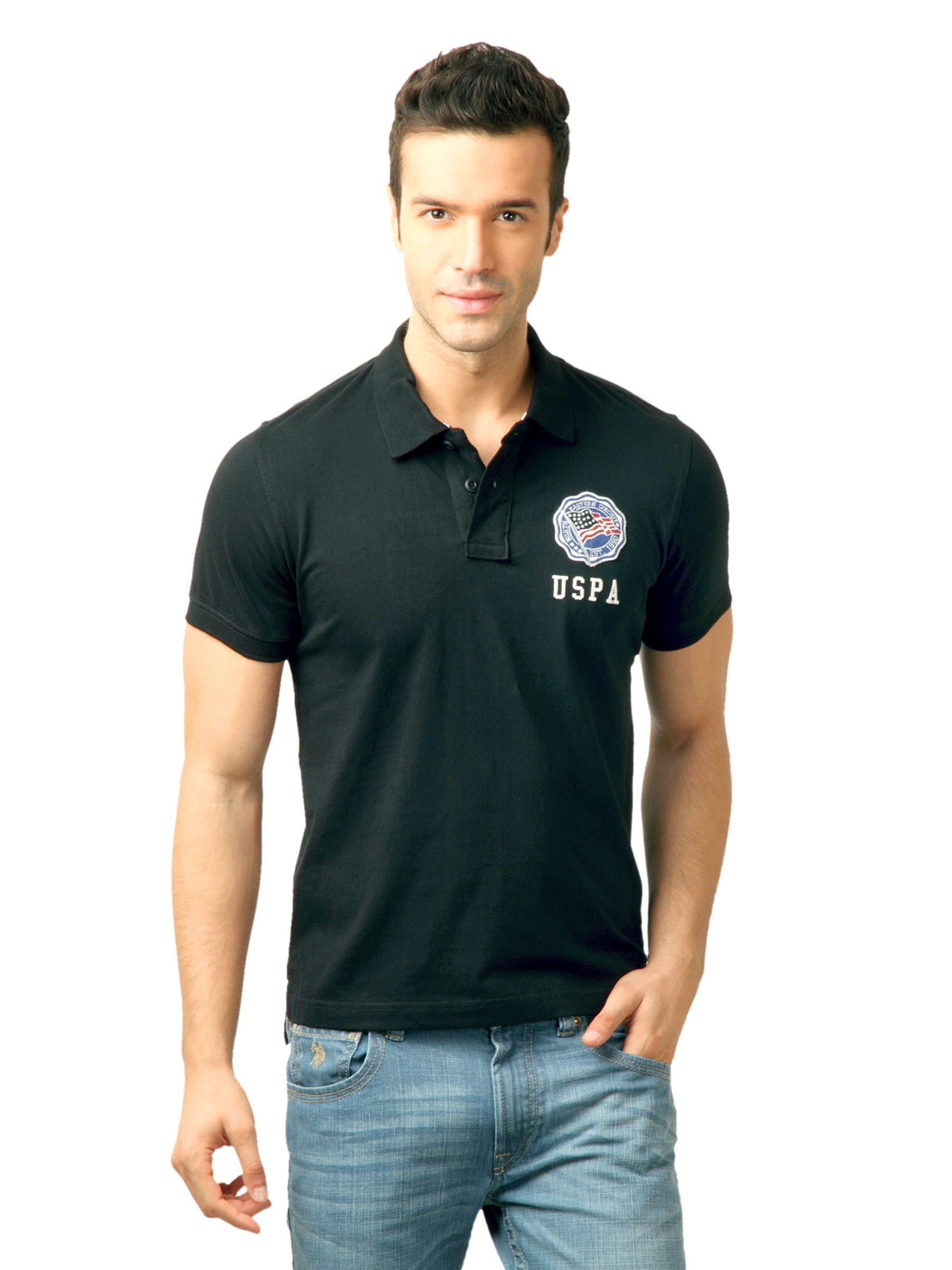 U.S. Polo Assn. Men Solid Black  Polo Tshirt