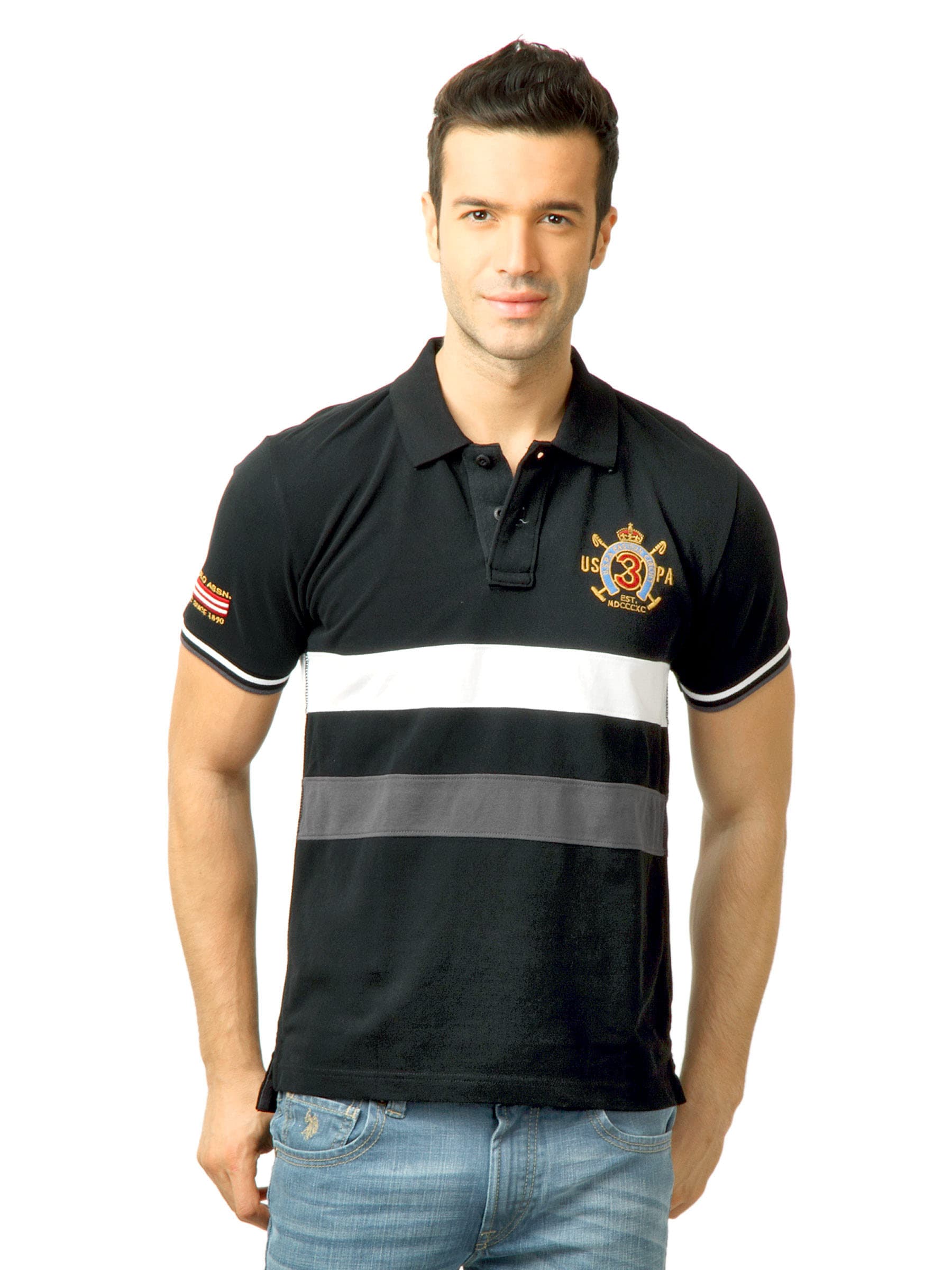 U.S. Polo Assn. Men Black Polo Tshirt