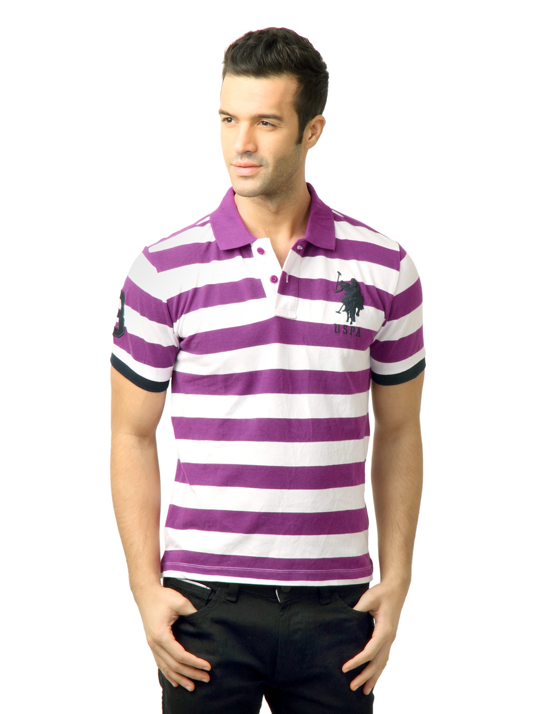 U.S. Polo Assn. Men Stripes White Polo Tshirt