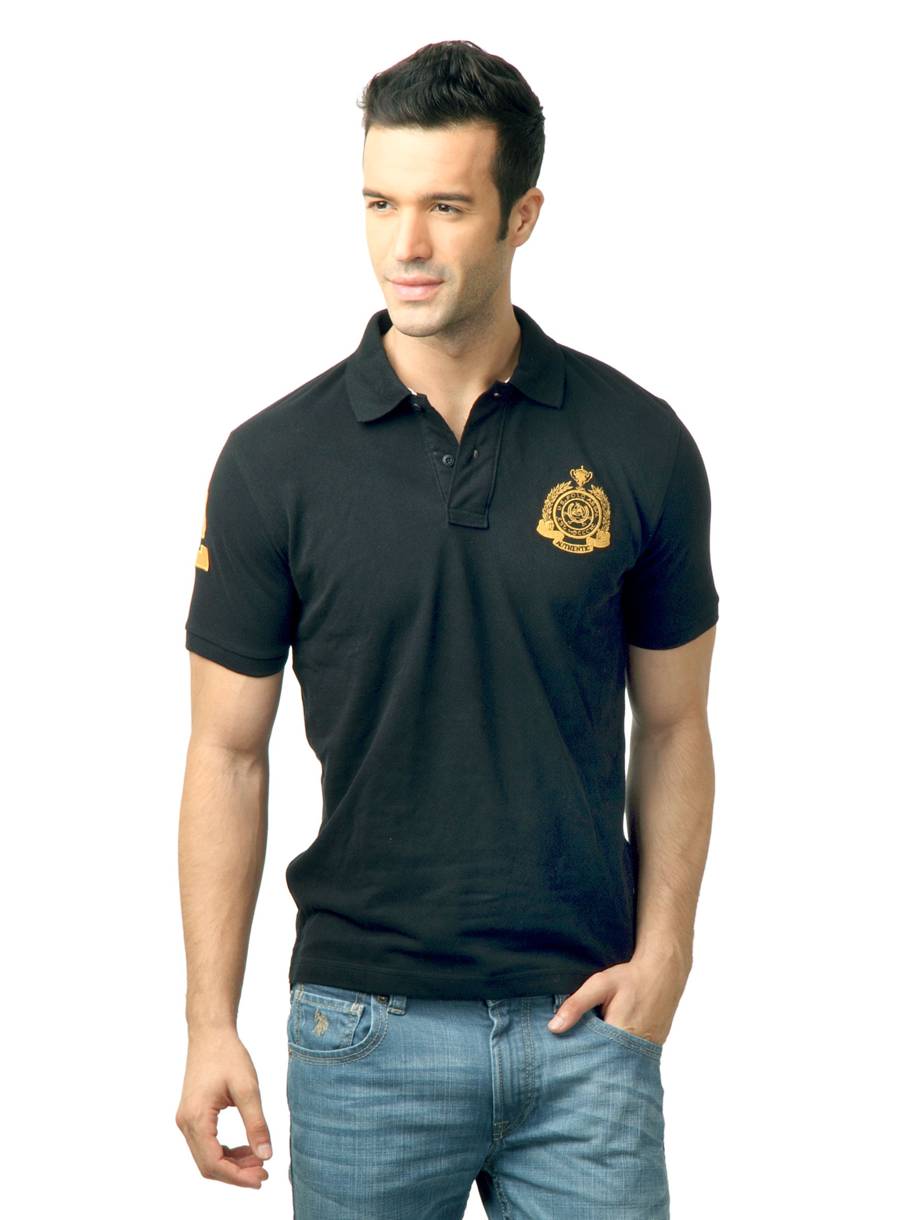 U.S. Polo Assn. Men Solid Black  polo Tshirt