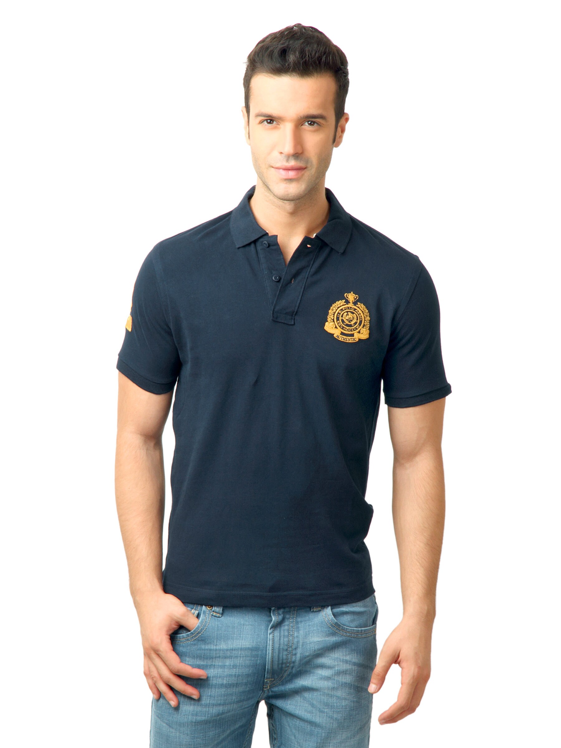 U.S. Polo Assn. Men Solid Navy Blue Polo Tshirt