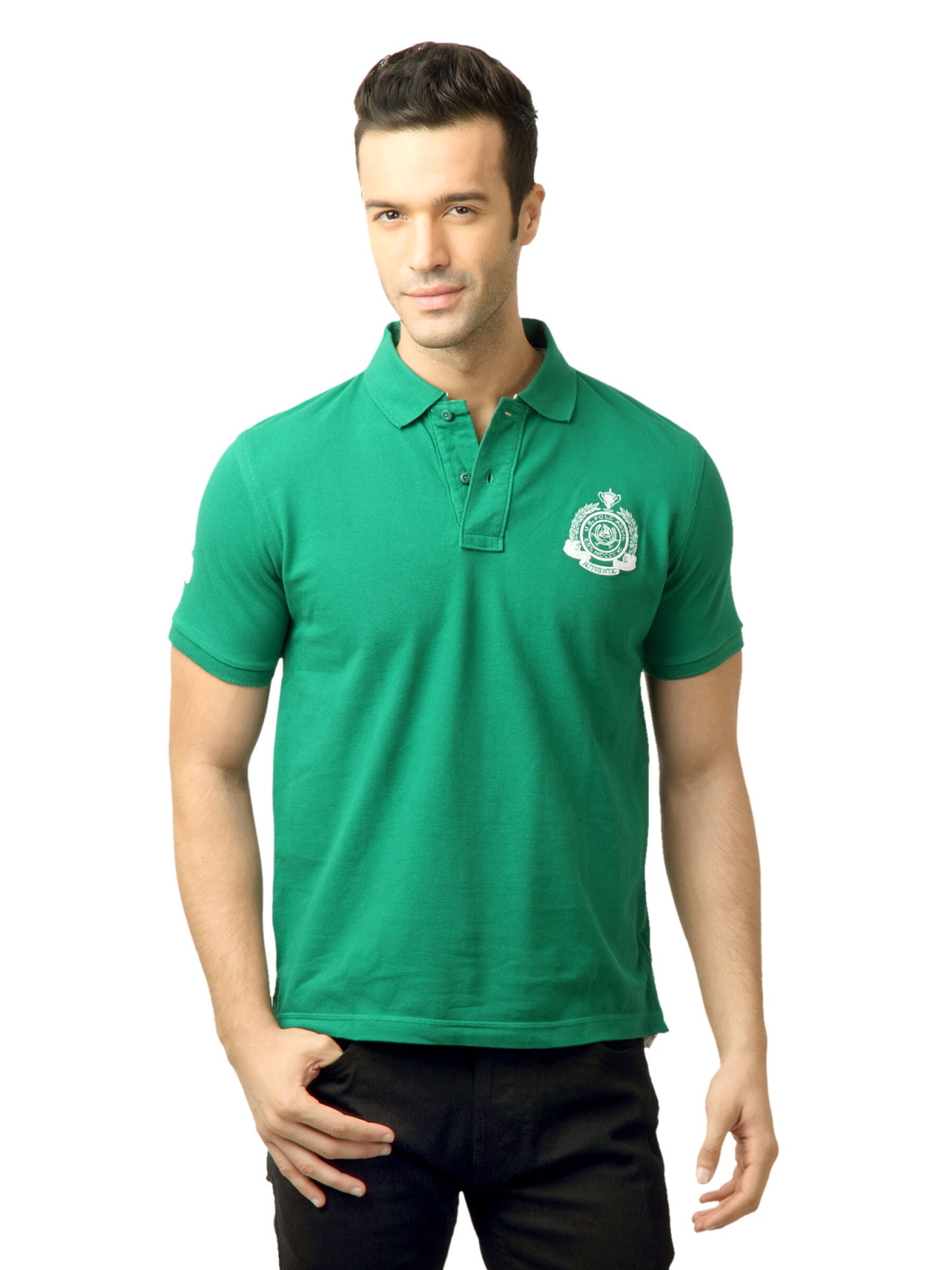 U.S. Polo Assn. Men Solid Green Polo Tshirt