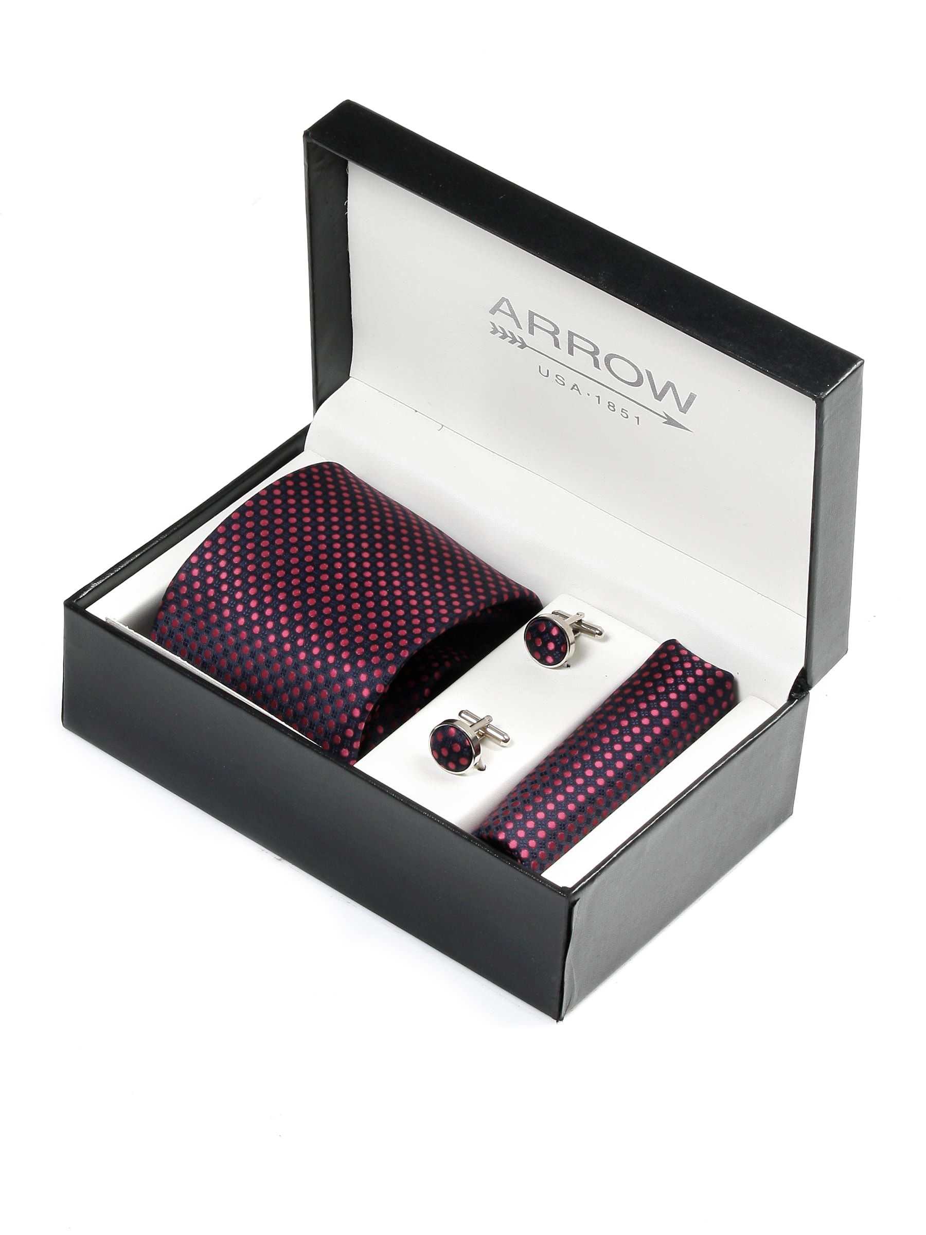 Arrow Men Formal Purple Tie+Cufflink+Pocket square - Combo Pack