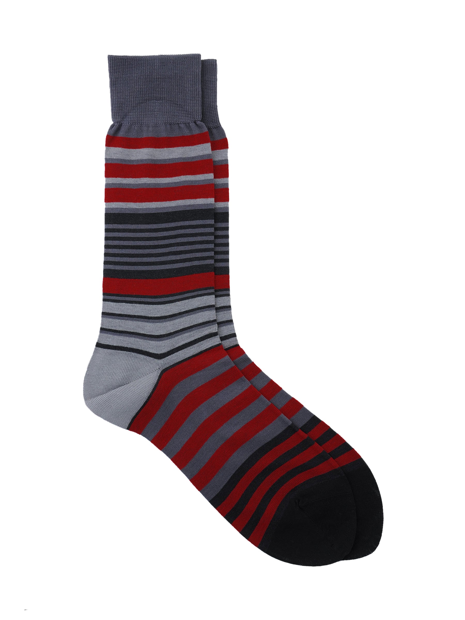 Reid & Taylor Men Red & Grey Striped Socks