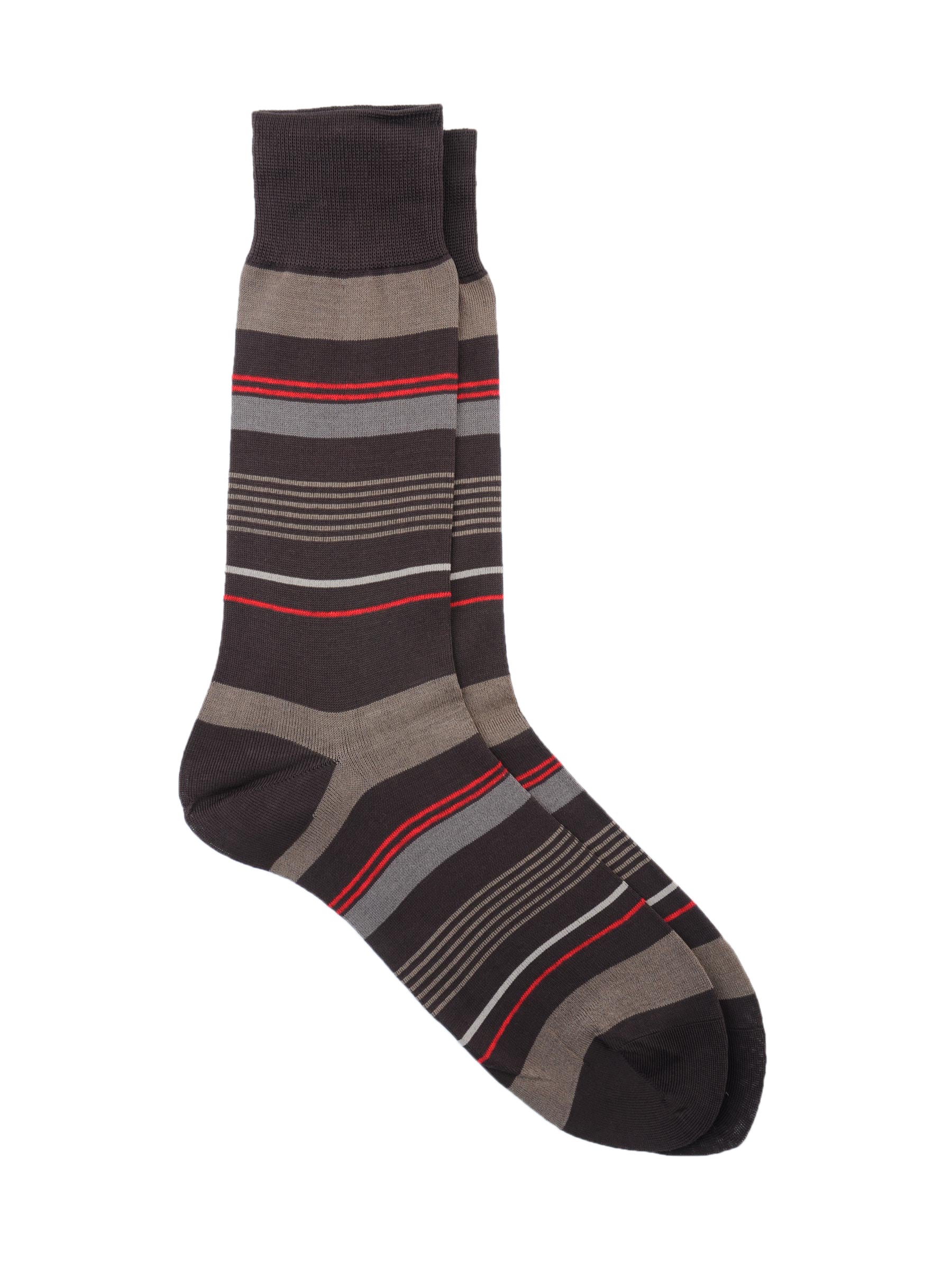 Reid & Taylor Men Stripes Brown Socks