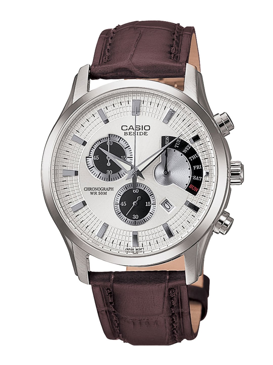 Casio Enticer Men Silver-Toned Dial Chronograph Watch BS062