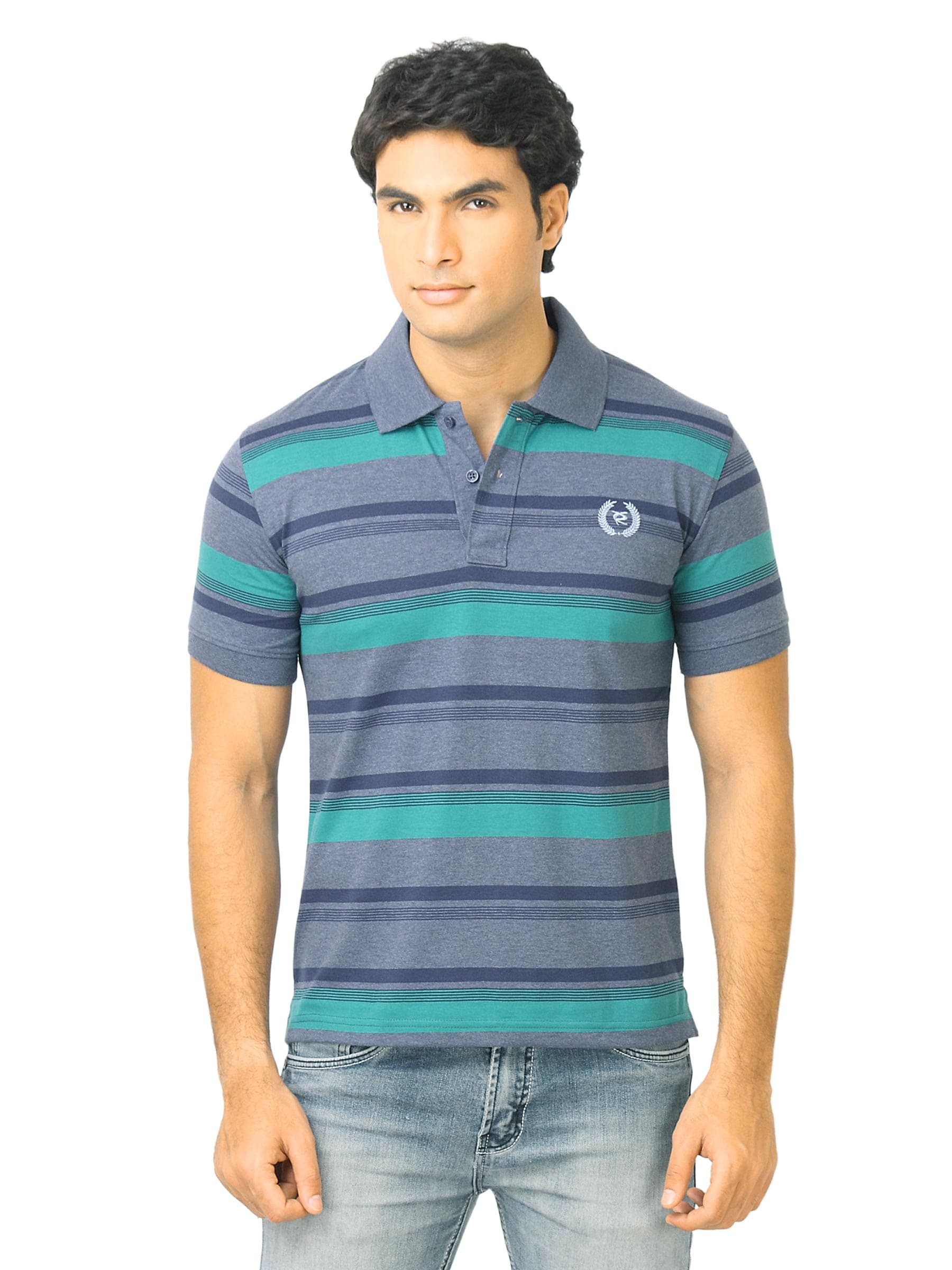 Classic Polo Men Stripes Blue Polo T-Shirt