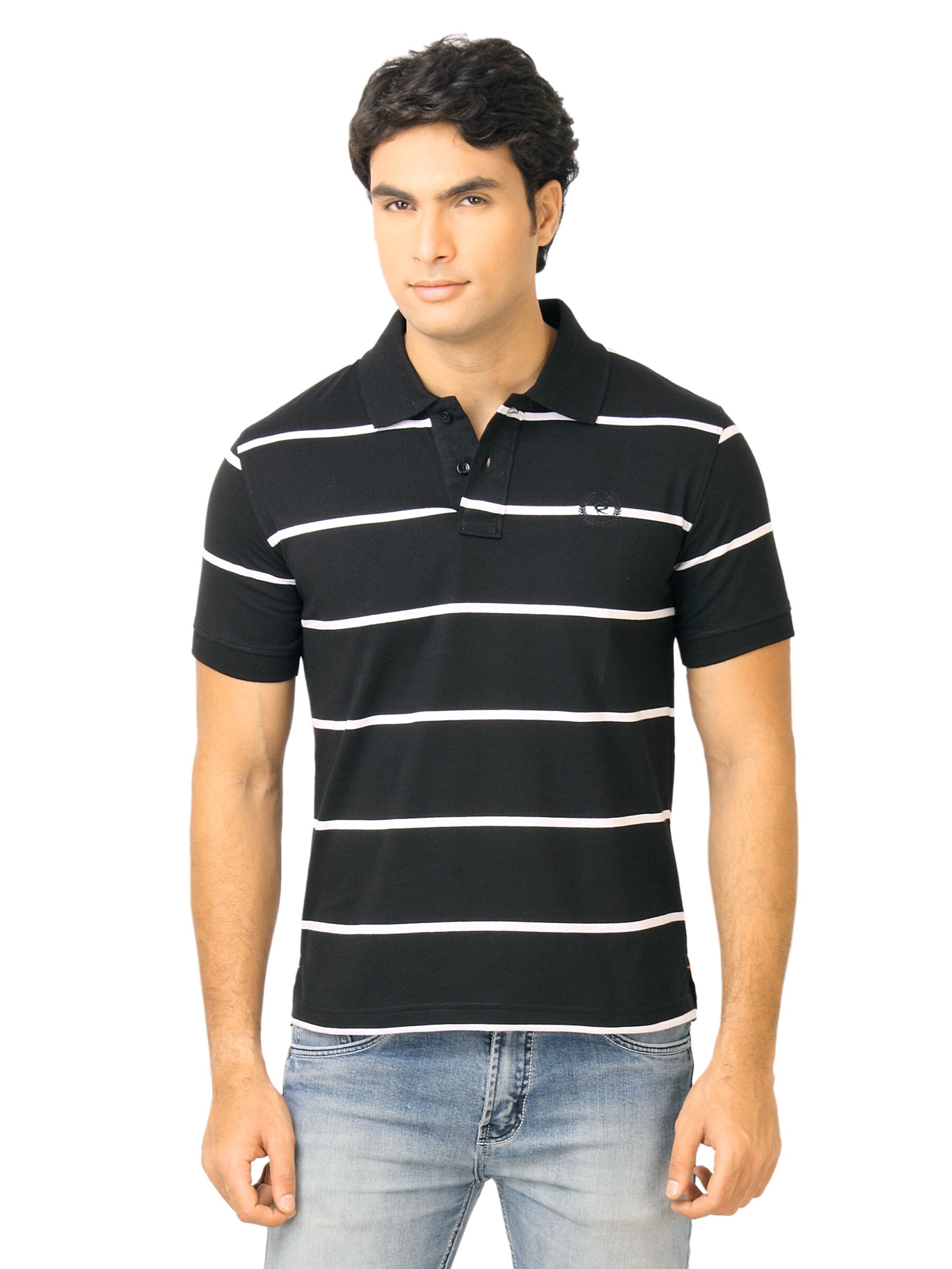 Classic Polo Men Stripes Black Polo T-Shirt