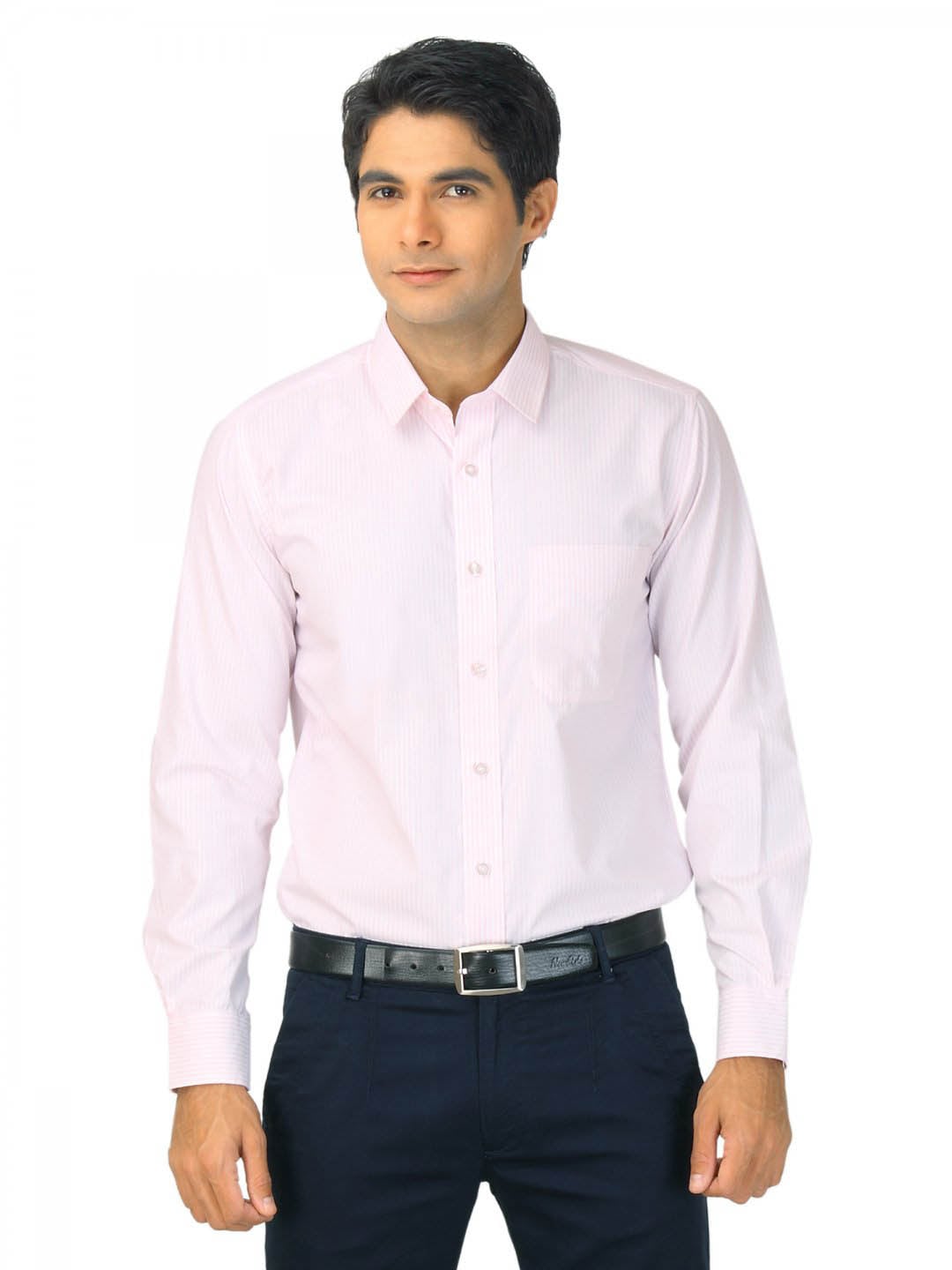 Mark Taylor Men Pink & White Striped Shirt