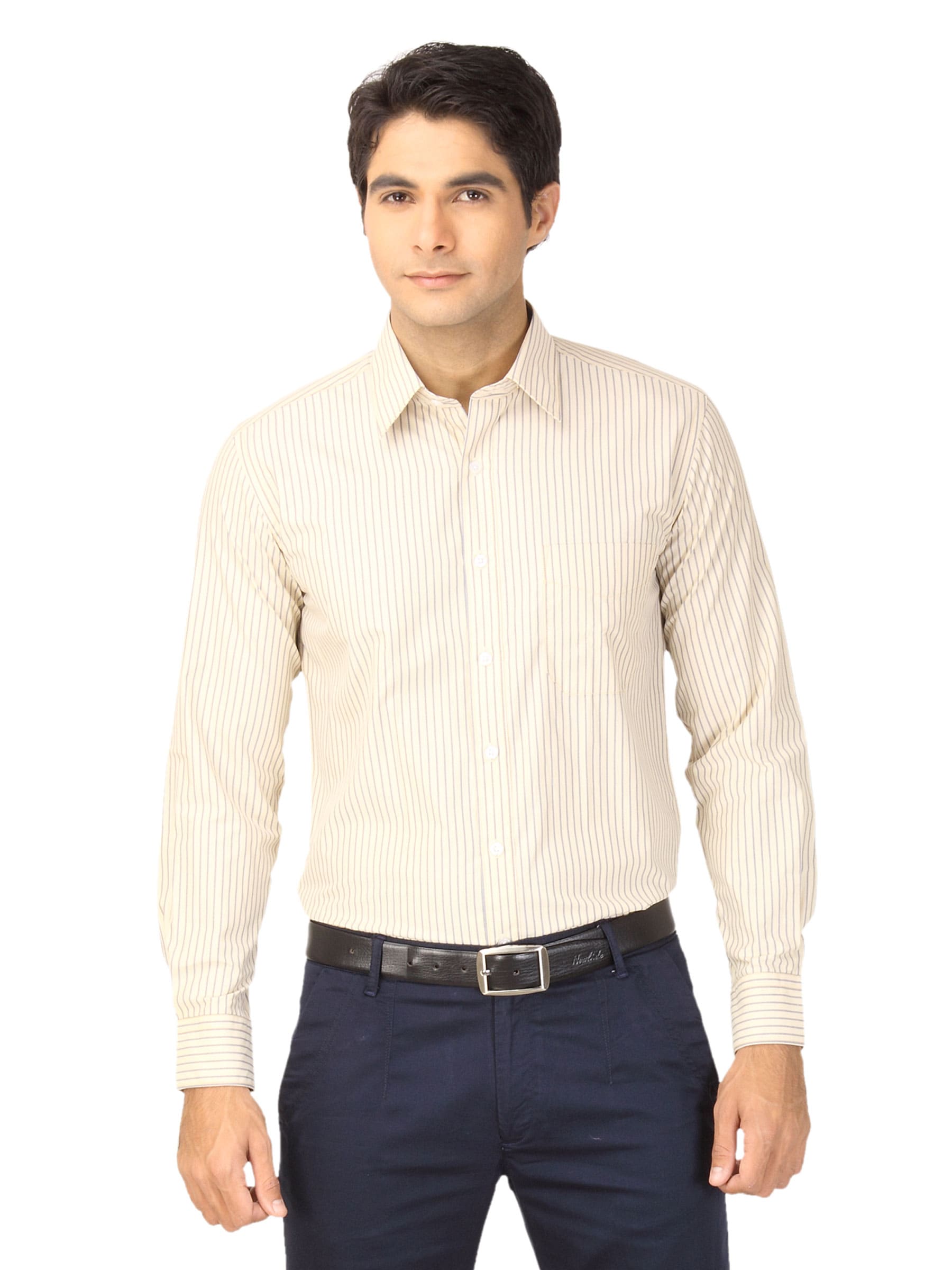 Mark Taylor Men Blue & Cream Striped Shirt