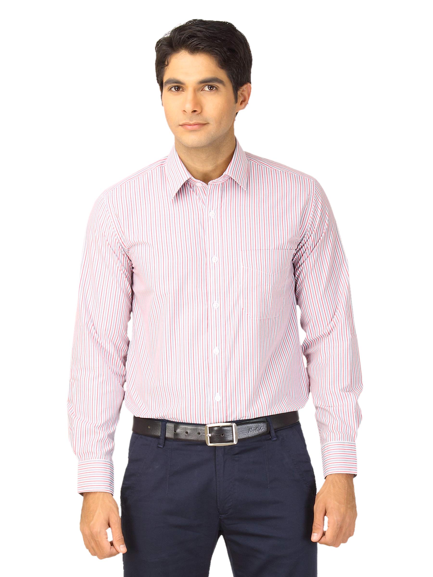 Mark Taylor Men Pink & Black Striped Shirt