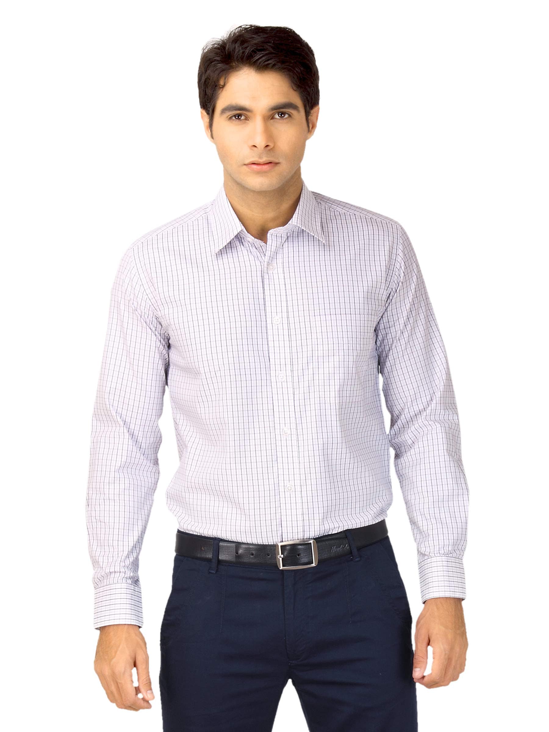 Mark Taylor Men Brown & White Checked Shirt