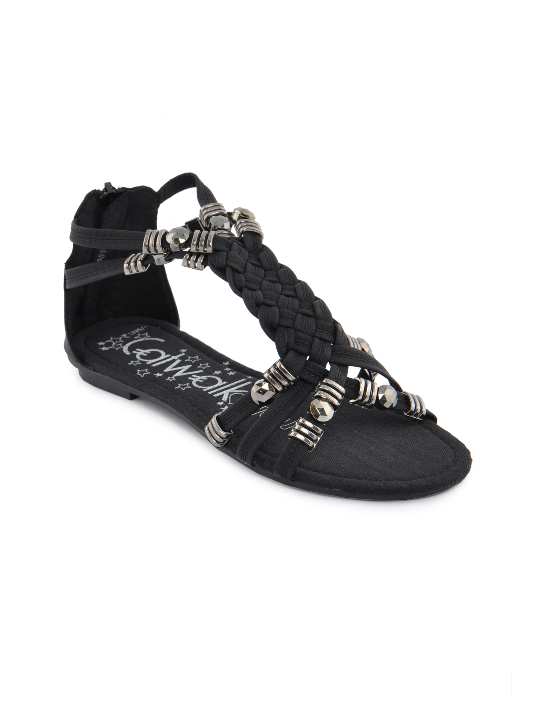 Catwalk Women Weaved Strap Black Flats