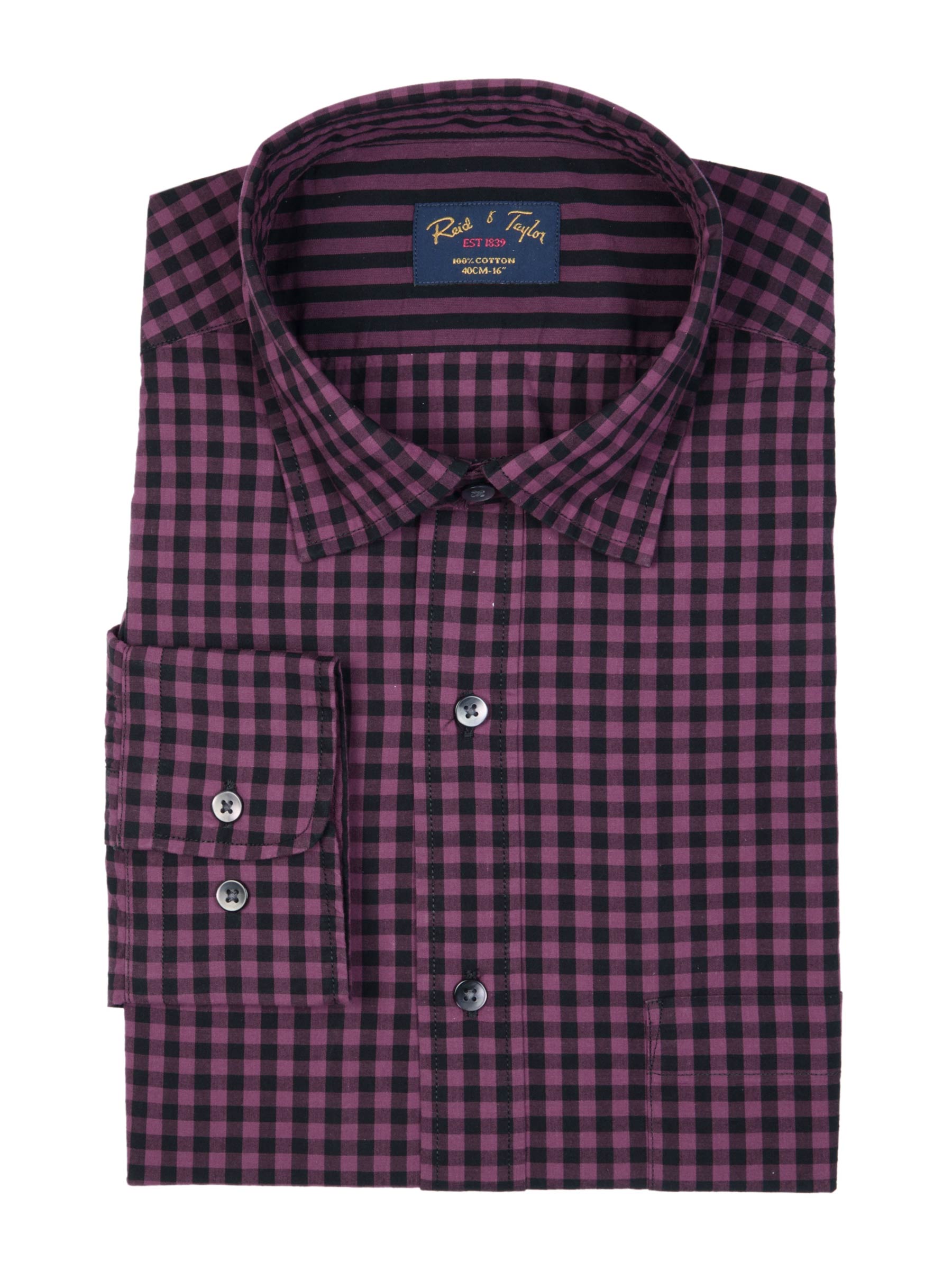 Reid & Taylor Men Check Burgundy Shirt