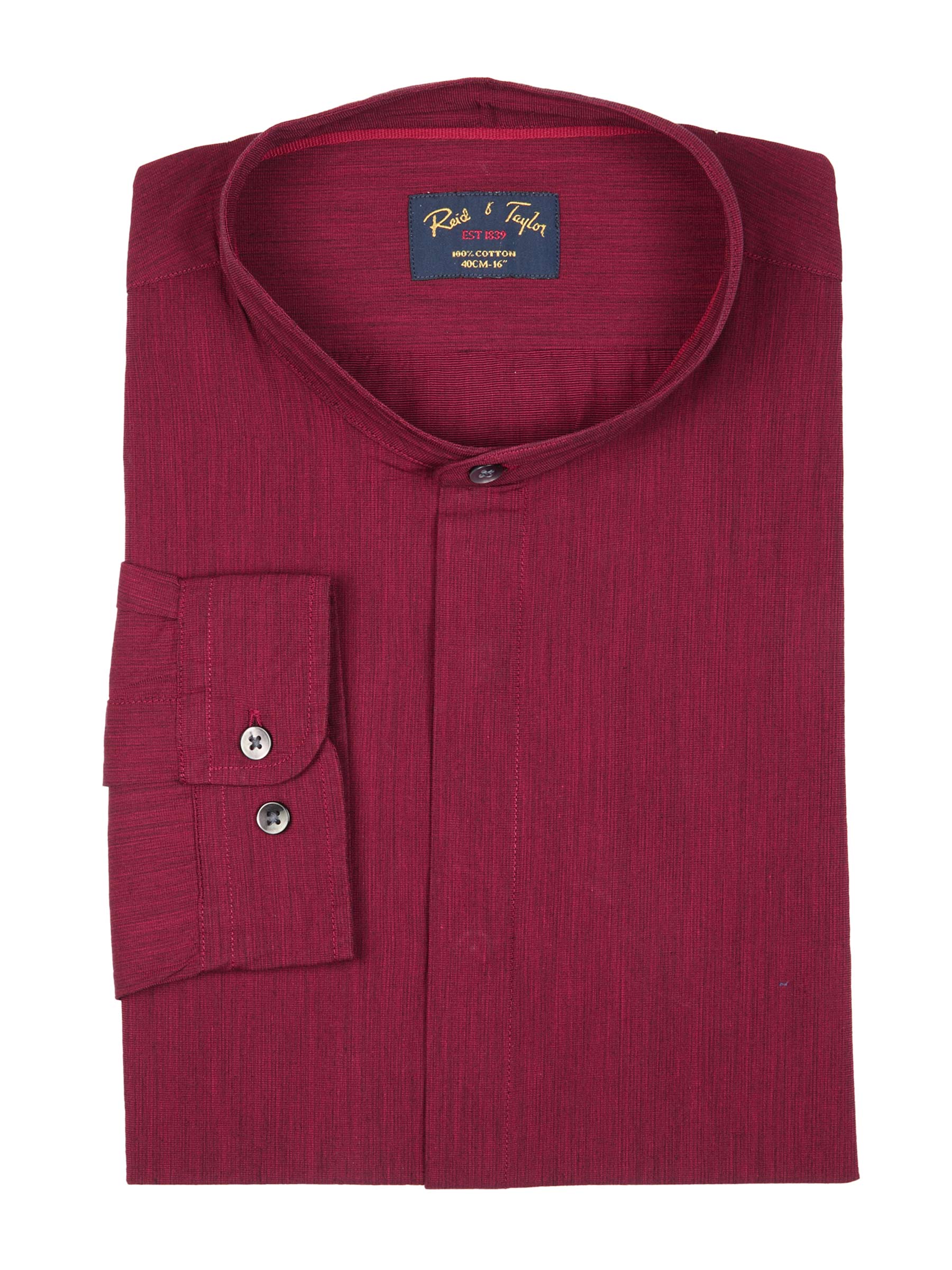 Reid & Taylor Men Solid Maroon Shirt