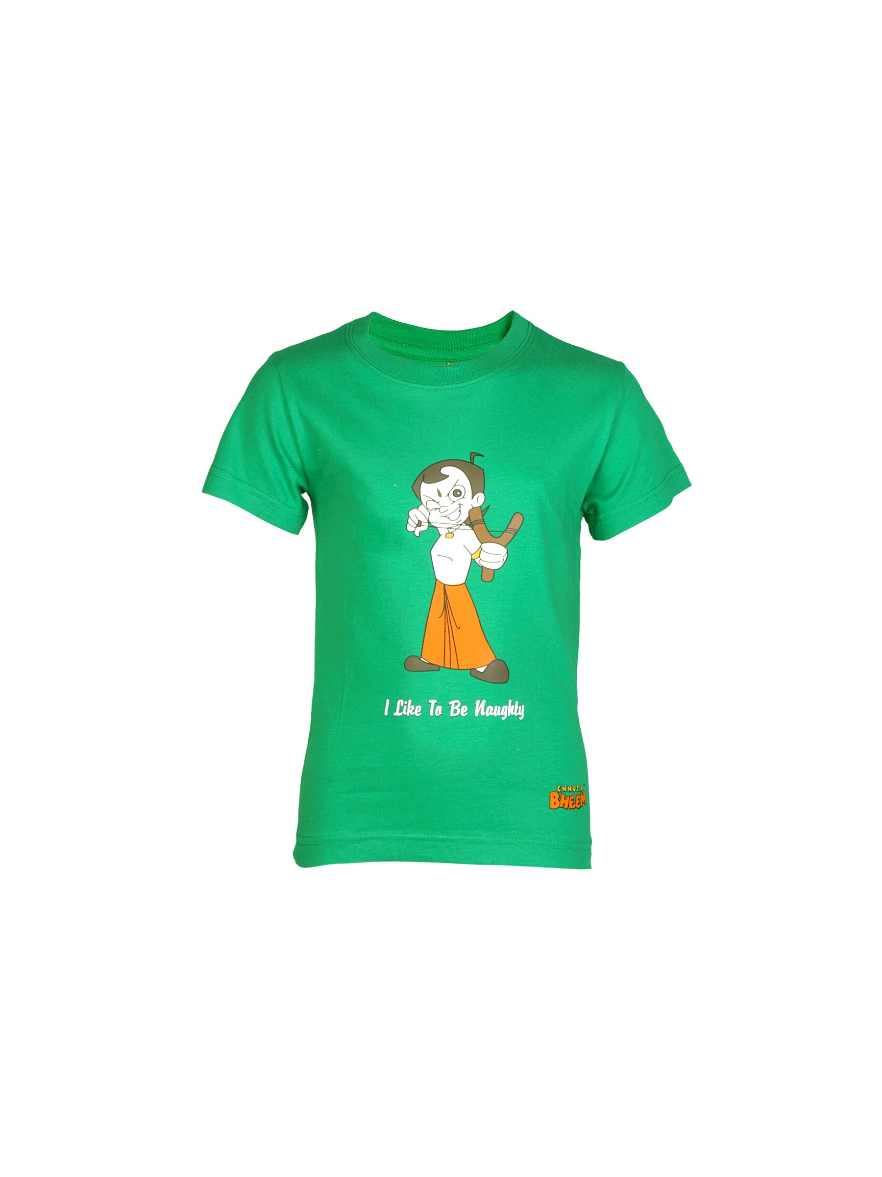 Chhota Bheem Kids Boy I Like to be Naughty Green Tshirt