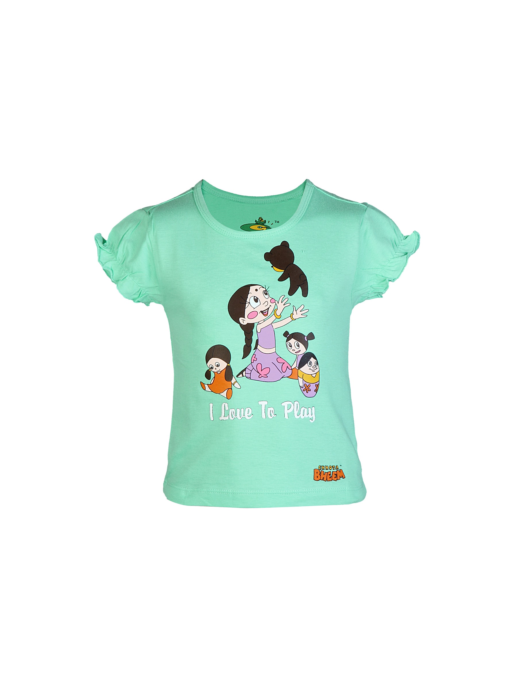 Chhota Bheem Kids Girl I Love to Play Green Tshirt