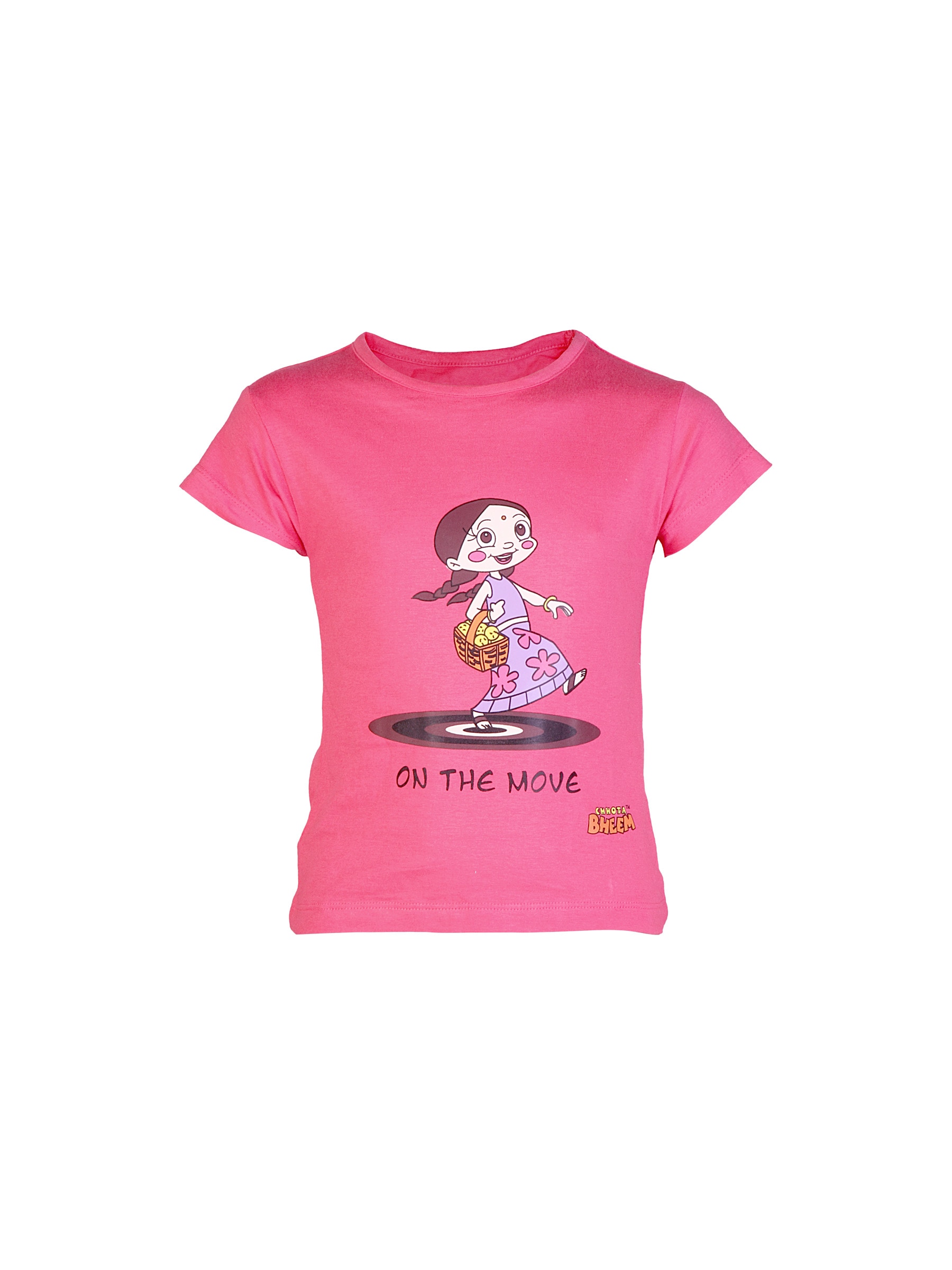 Chhota Bheem Kids Girl On The Move Pink Tshirt