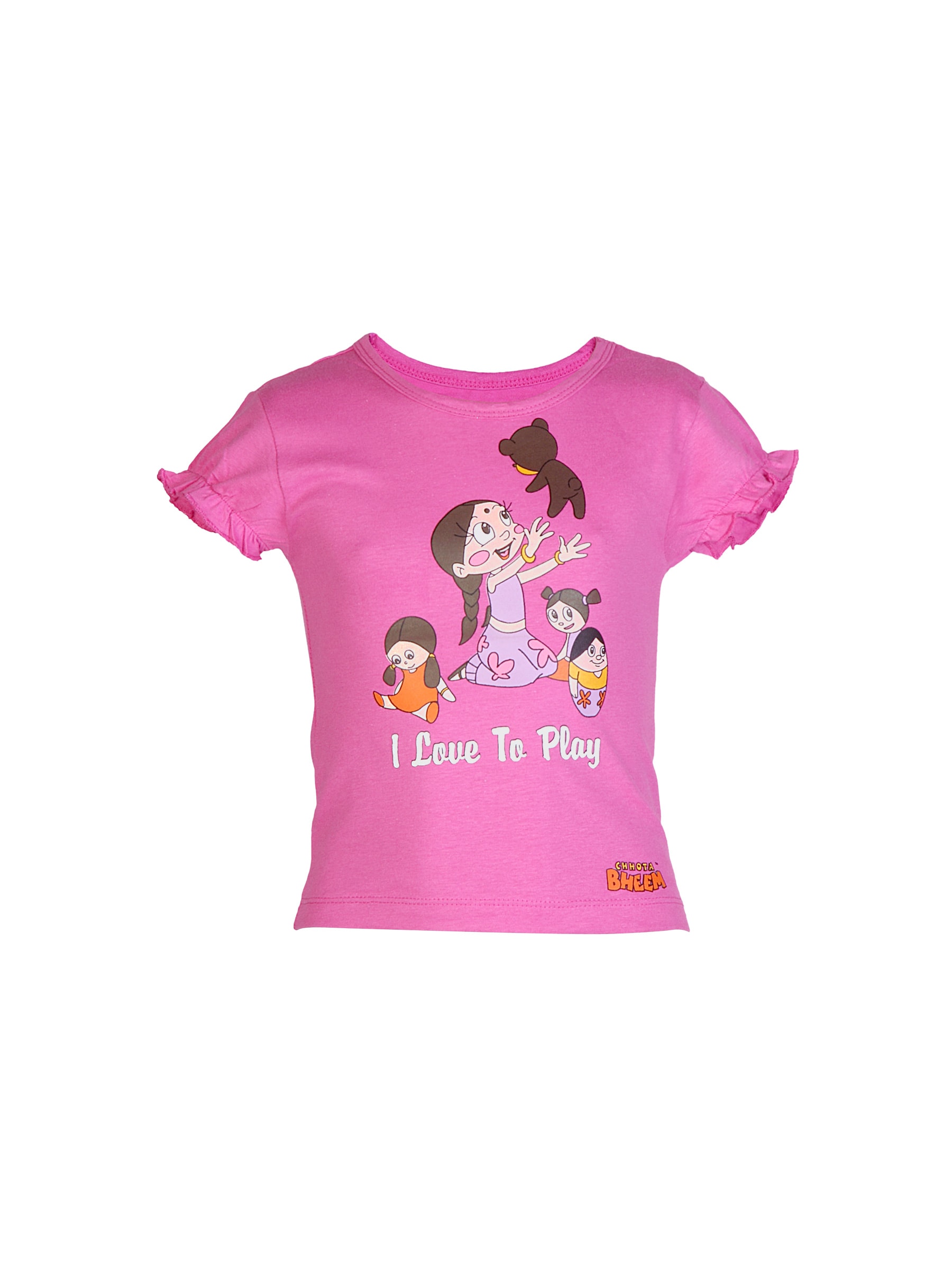 Chhota Bheem Kids Girl  I Love to Play Pink Tshirt