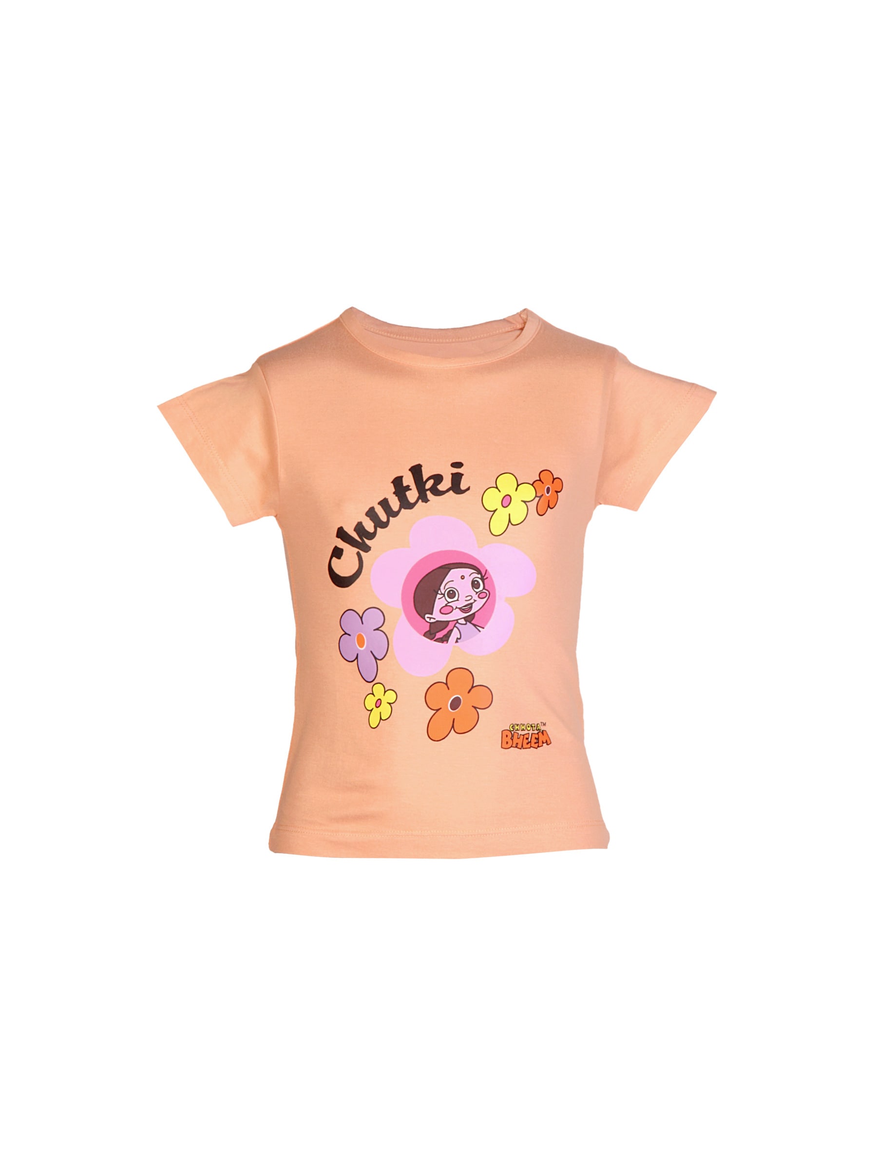 Chhota Bheem Kids Girl Chutki Flowers Orange Tshirt