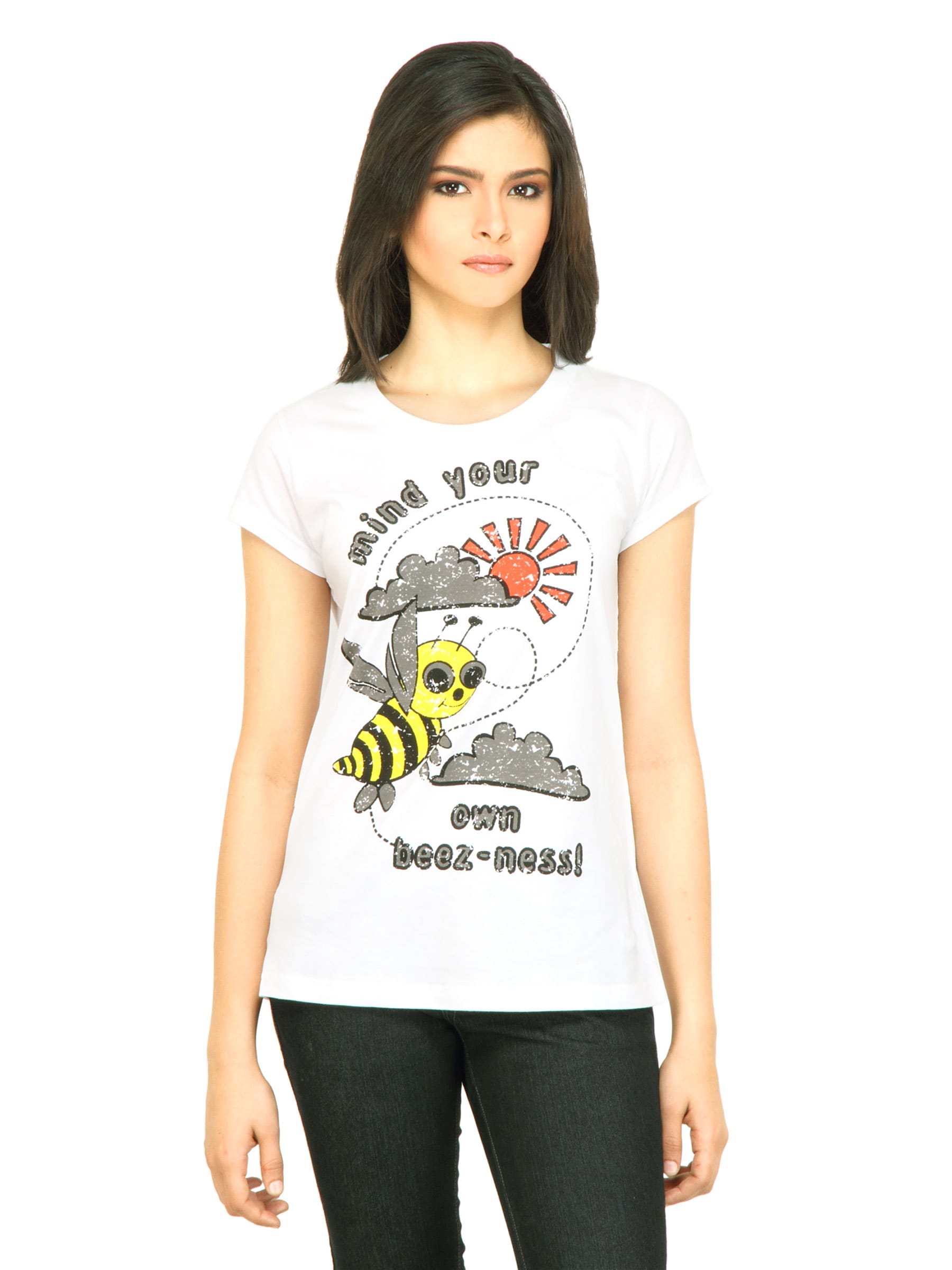 Flying Machine Women Mind Your White Tshirt