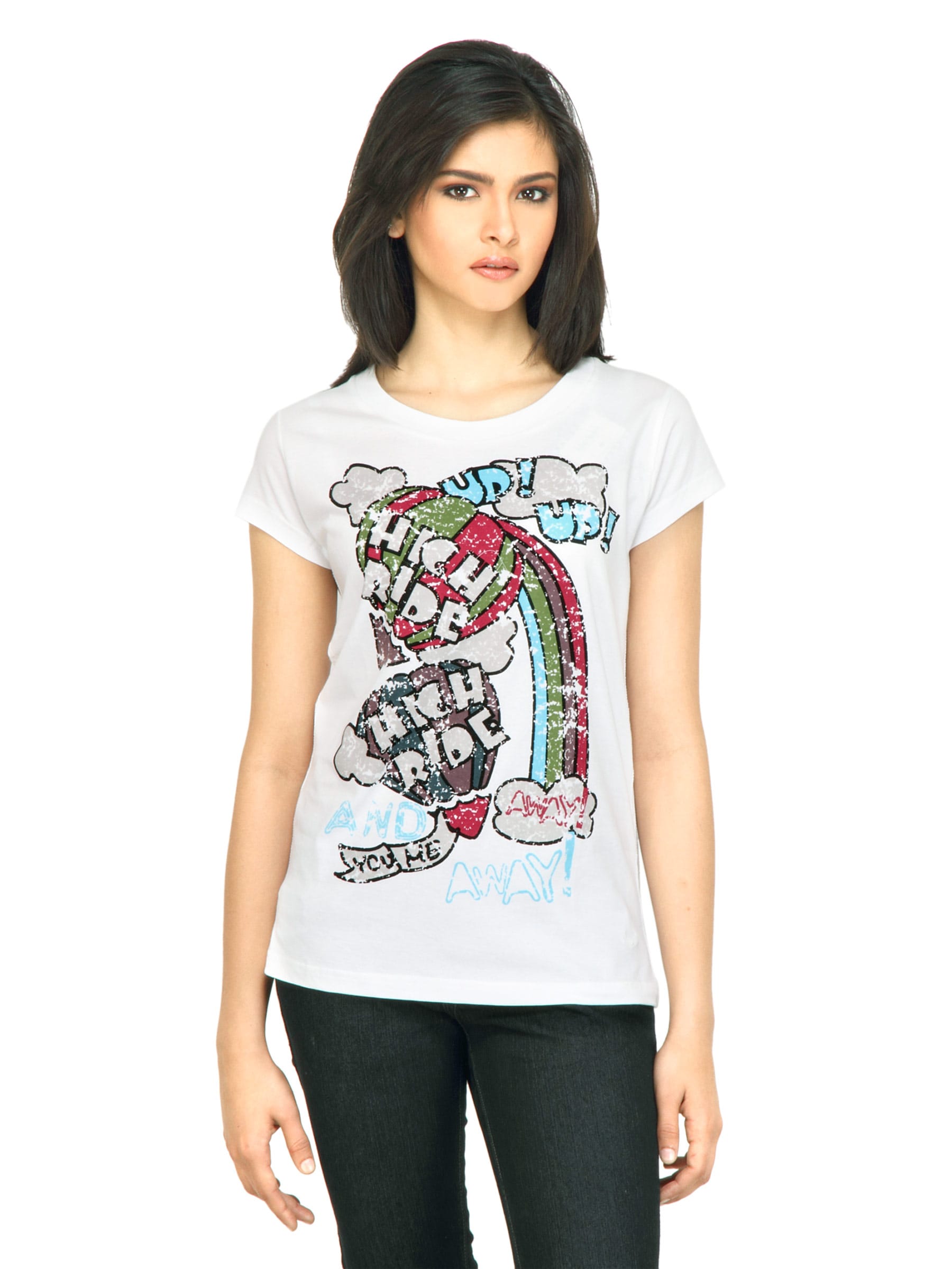 Flying Machine Women Up Away White Tshirt