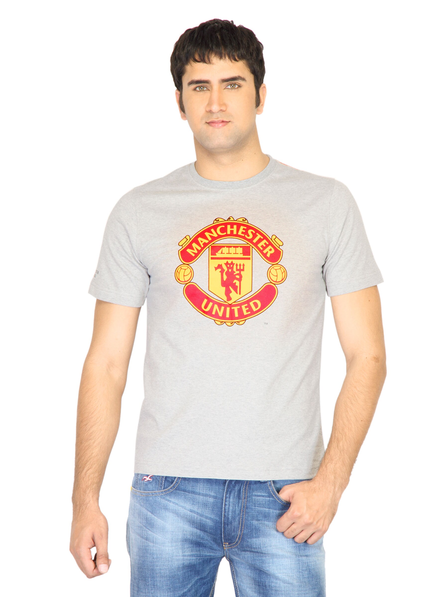 Manchester United Men Printed Grey Tshirt